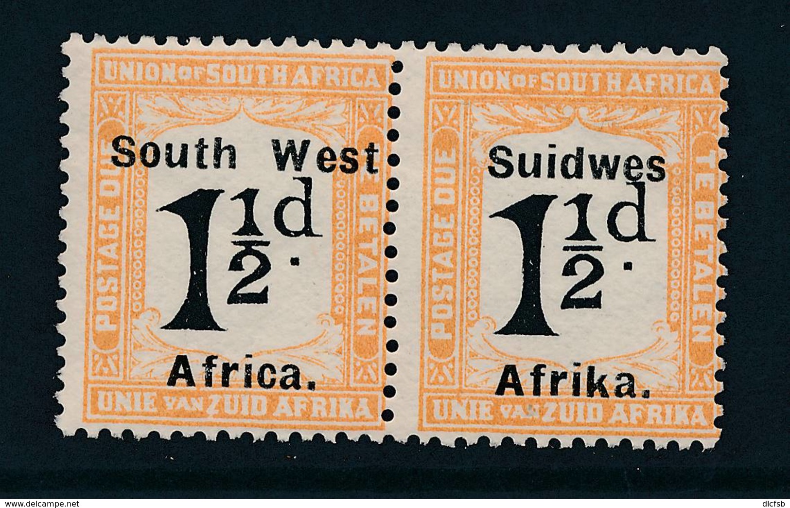 SOUTH WEST AFRICA, 1927 Postage Due 1½d Pair (setting VII) Very Fine MM, SGD34 - Zuidwest-Afrika (1923-1990)