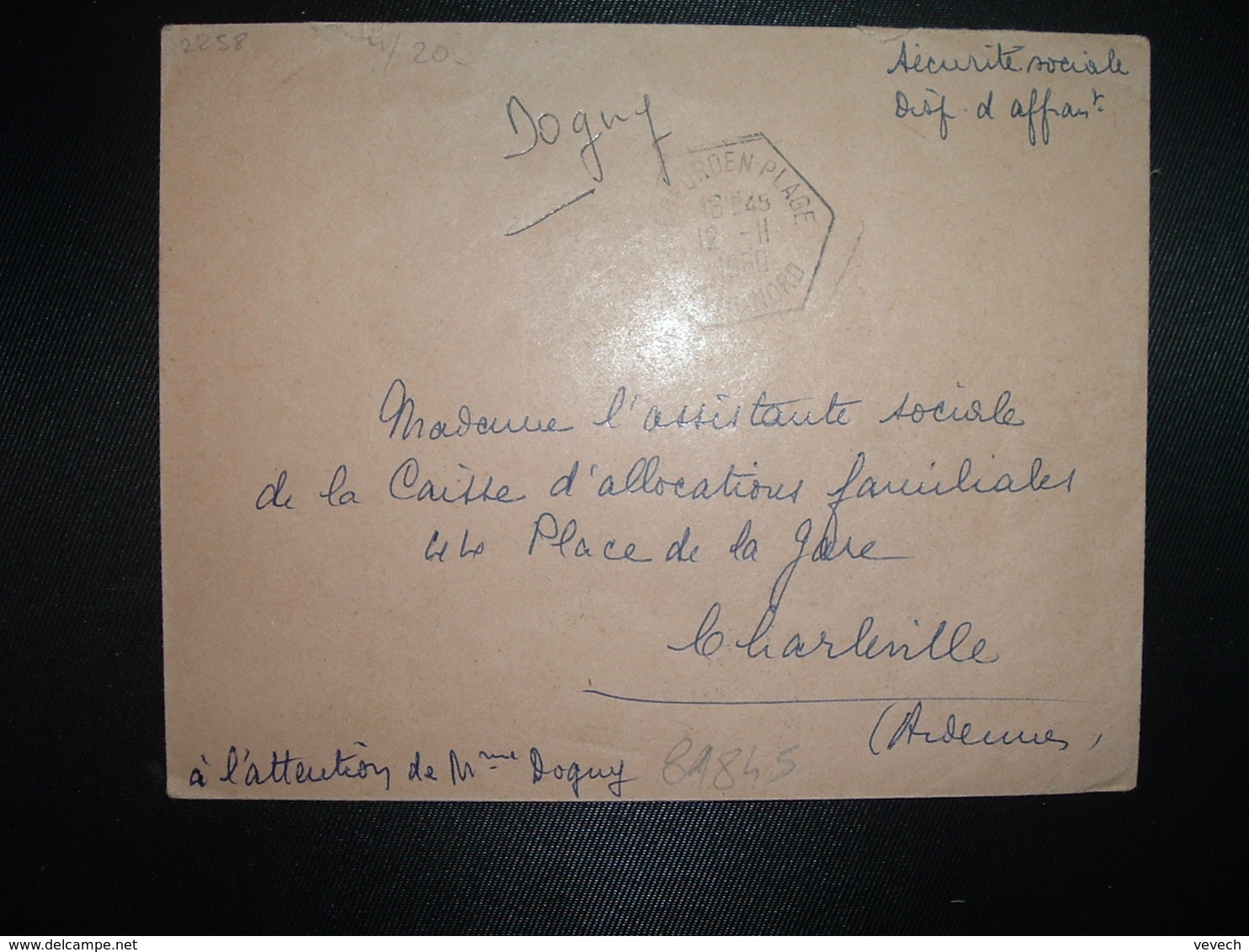 LETTRE OBL. HEXAGONALE 12-11 1960 TREBEURDEN¨PLAGE C. DU NORD (22) - Cachets Manuels