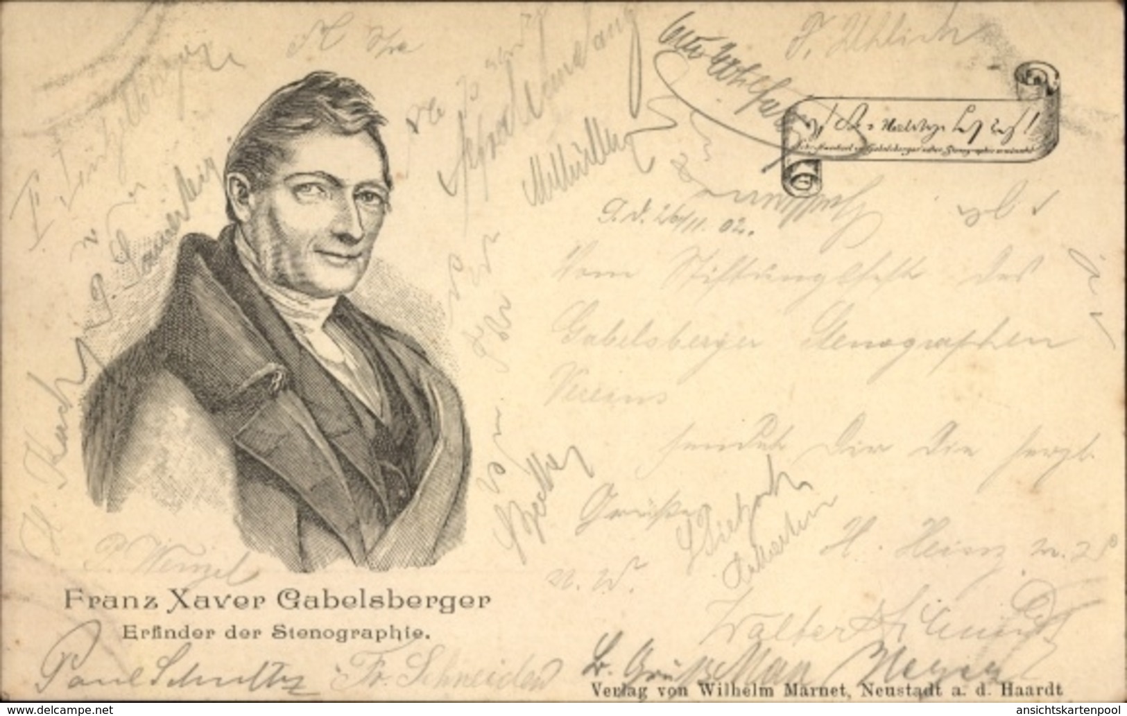 Lithographie Erfinder Der Stenographie Franz Xaver Gabelsberger, Portrait - Historische Persönlichkeiten