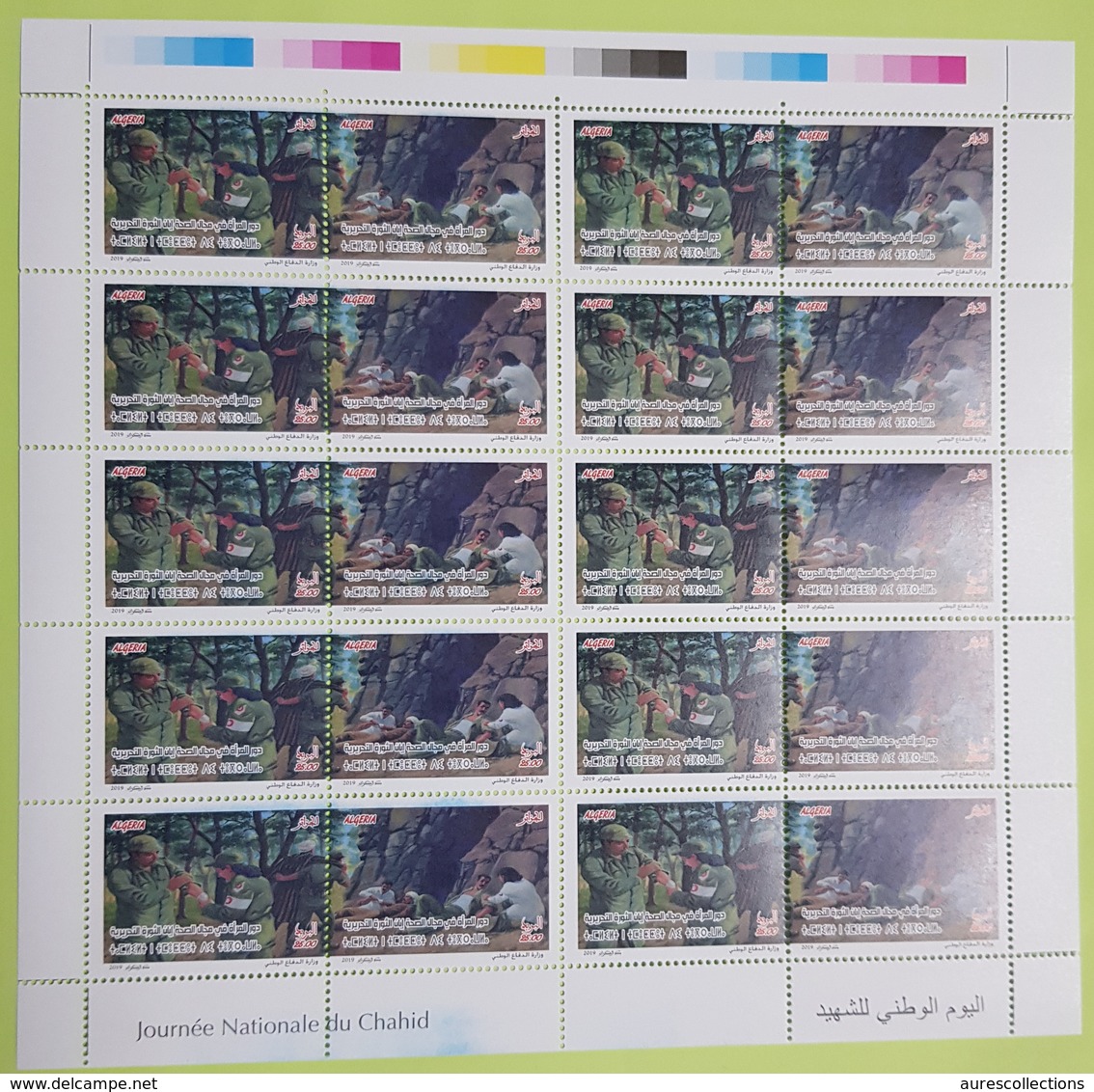 ALGERIE ALGERIA 2019 FULL SHEET ¤ COLOR ERROR SHIFT ¤ MNH  WOMEN WOMAN HEALTH MEDECINE NURSE RED CROSS REVOLUTION FLAGS - Médecine