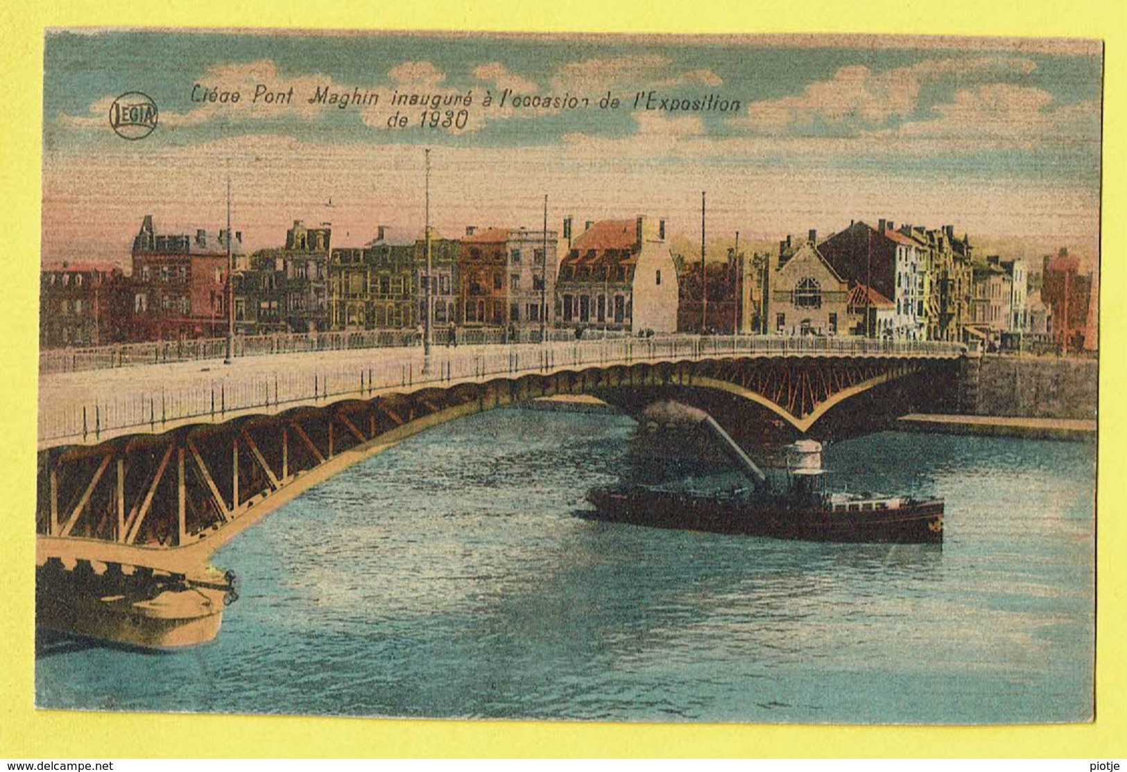 * Liège - Luik (La Wallonie) * (Legia) Pont Maghin Inauguré à L'occasion De L'exposition 1930, Bateau à Vapeur, Boat - Luik