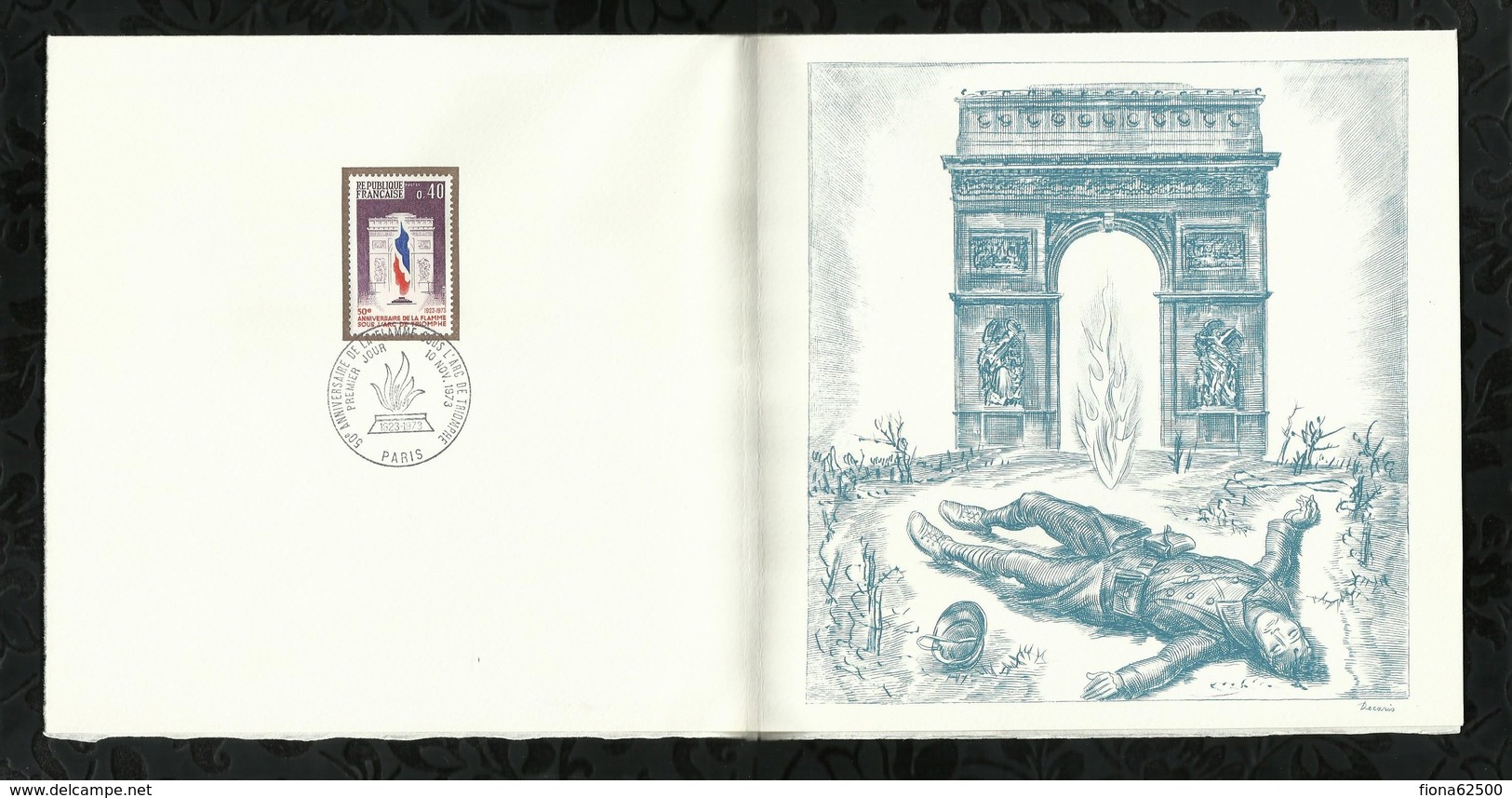 PREMIER JOUR  . 50éme ANNIVERSAIRE DE LA FLAMME SOUS L'ARC DE TRIOMPHE . 10 NOVEMBRE 1973 . PARIS . - 1970-1979