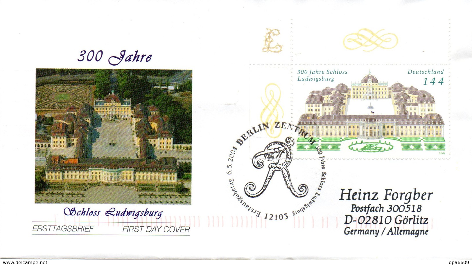 BRD Schmuck-FDC  "300 Jahre Schloß Ludwigsburg", Mi. 2398 ESSt 6.5.2004 BERLIN - Sonstige & Ohne Zuordnung