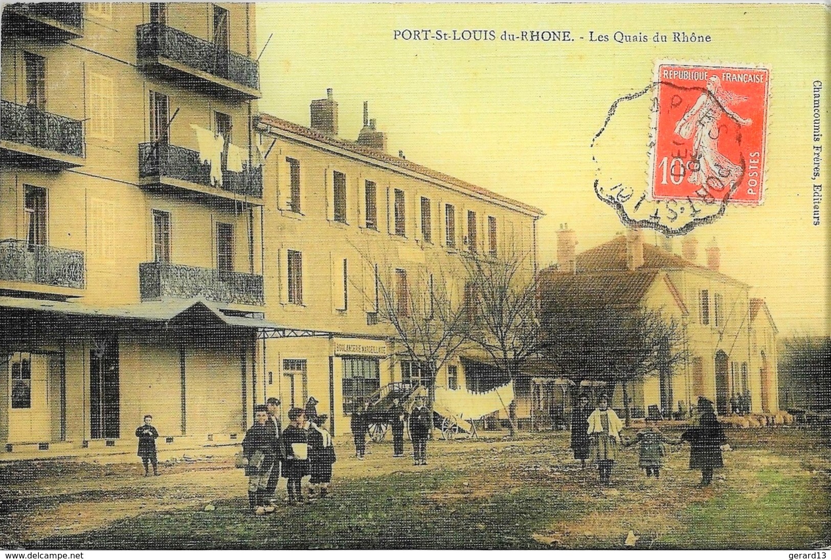 E5 BDR 13 PORT SAINT Louis Du Rhône Les Quais Colorisée Animée 1909 TBE - Altri & Non Classificati