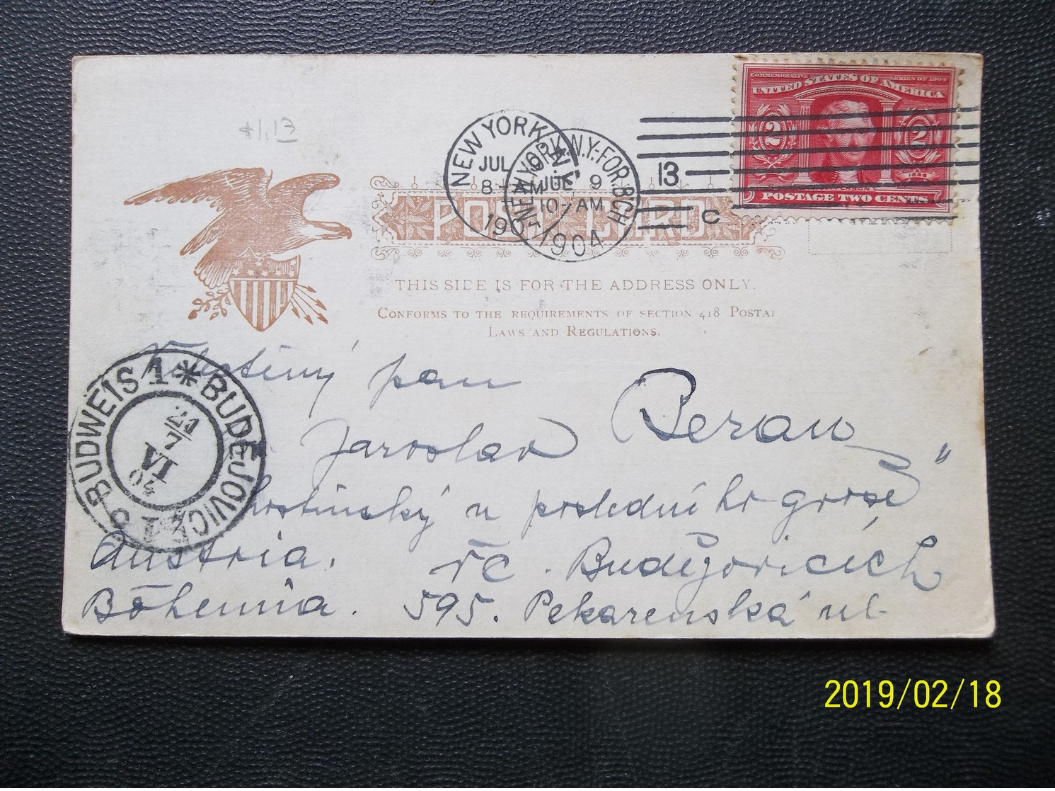 USA: 1904 PPC To Austria (#FN1) - Covers & Documents