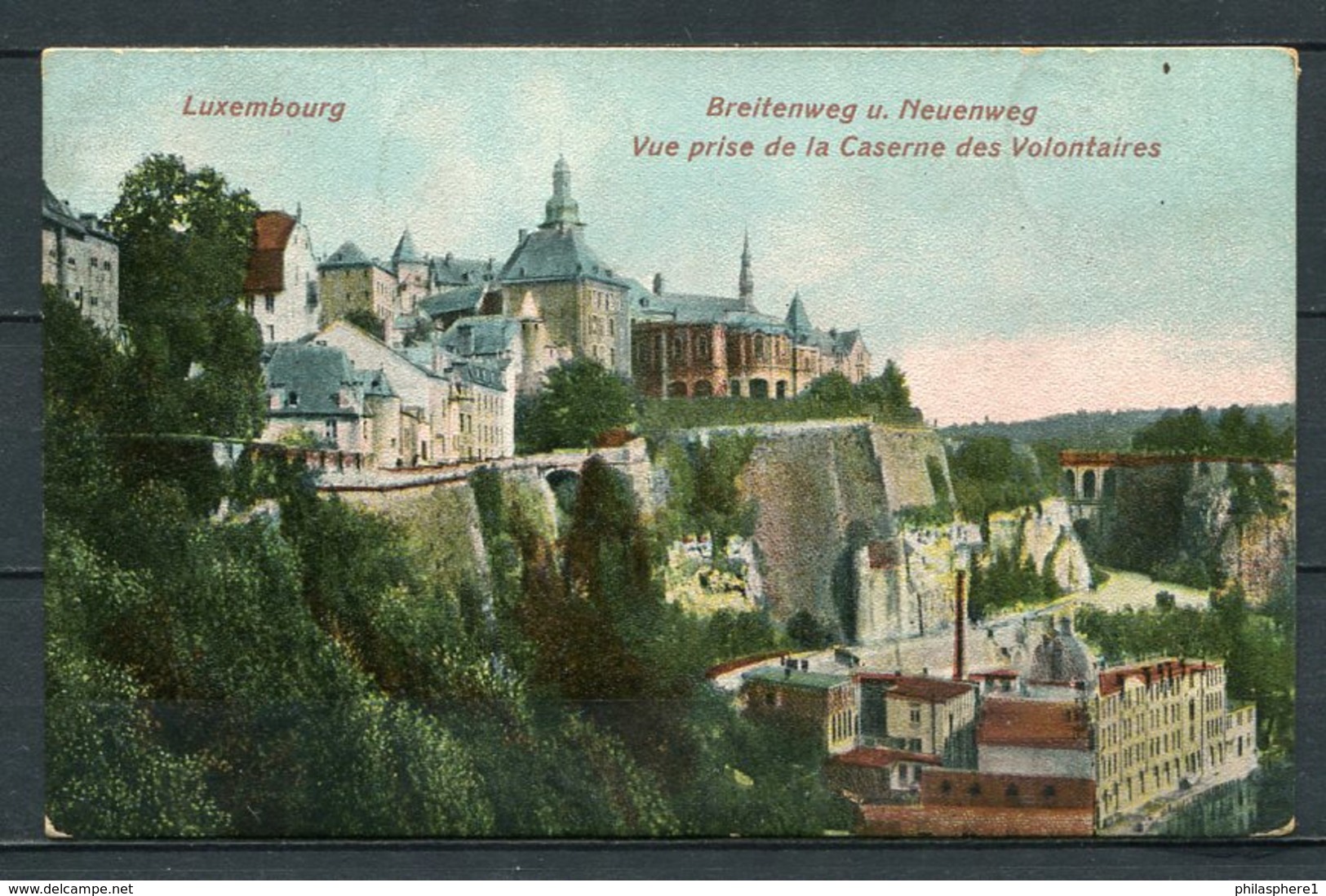 (03753) Luxembourg - Breitenweg U. Neuenweg - Vue Prise De La Caserne Des Volontaires - Gel. 20.07.1908 - Sonstige & Ohne Zuordnung