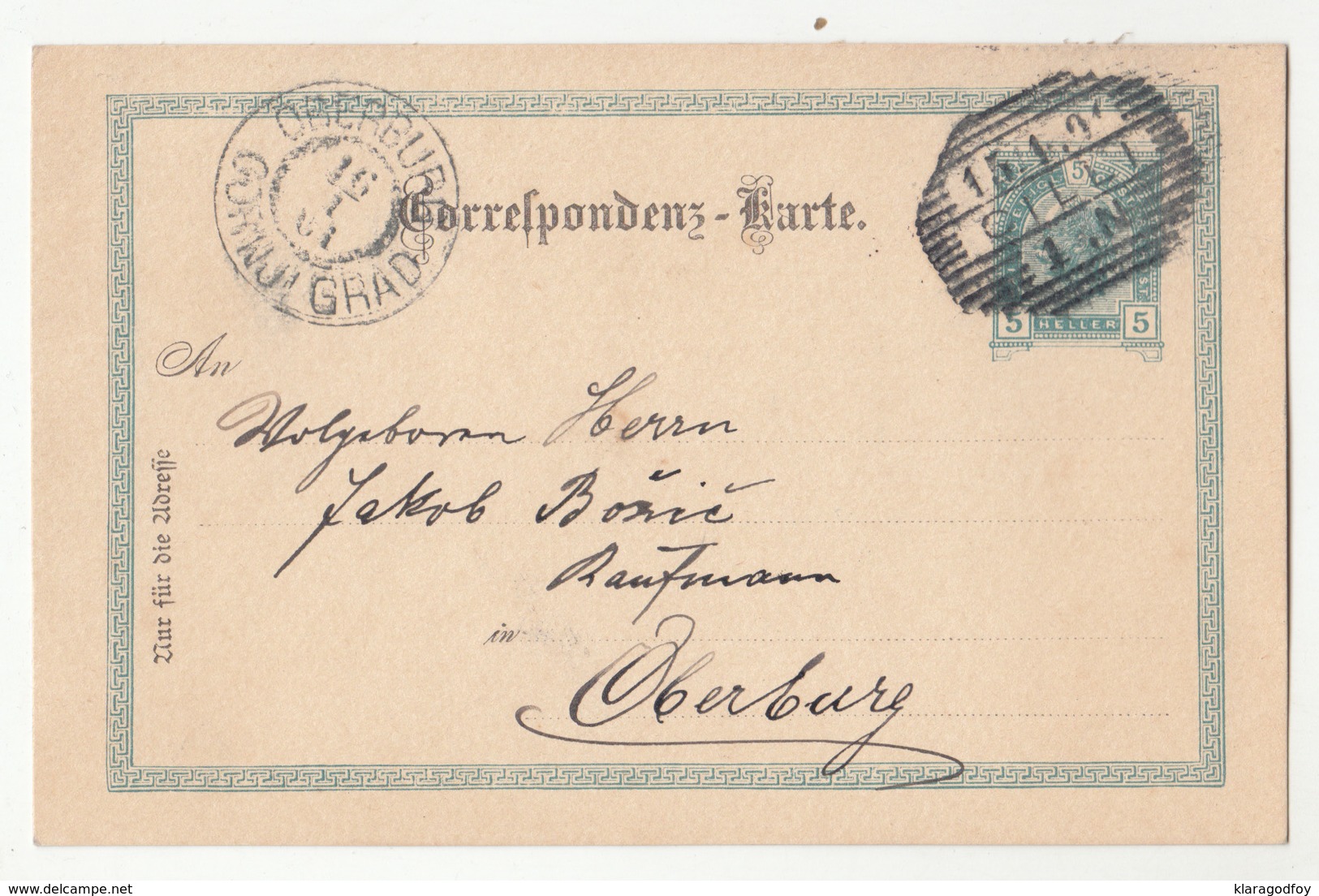 Slovenia Austria Postal Stationery Postcard Travelled 1901 Cilli To Oberburg B190220 - Slovenia