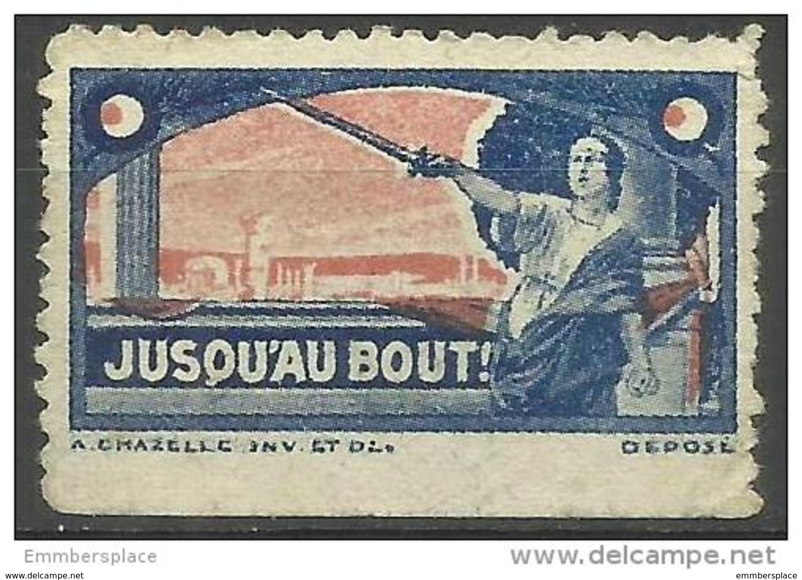 France  - "Until The End" Patriotic Poster Stamp - Other & Unclassified