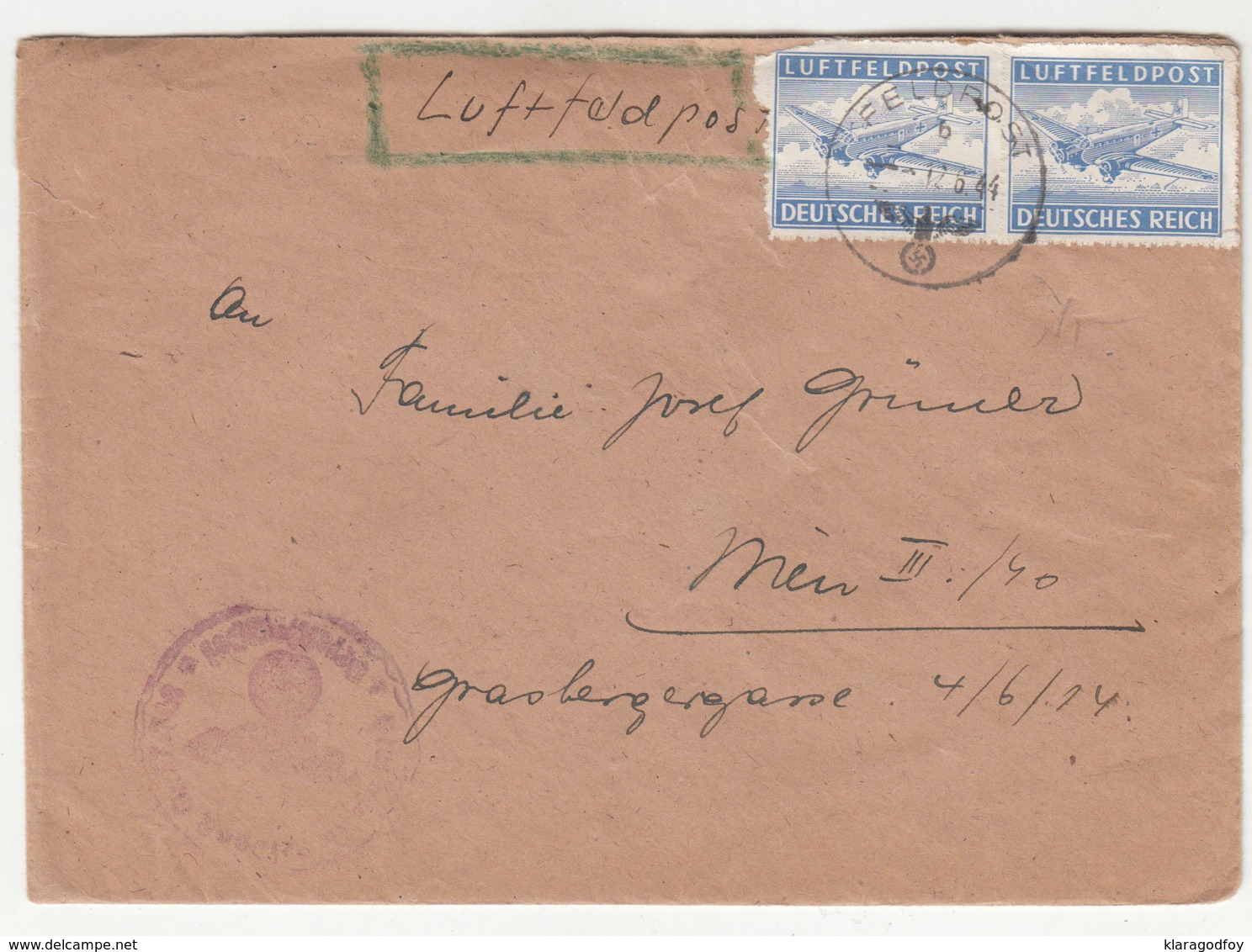 Luft-Feldpost Letter Cover Travelled 1944 FP17743 O.U. To Wien B190220 - Briefe U. Dokumente