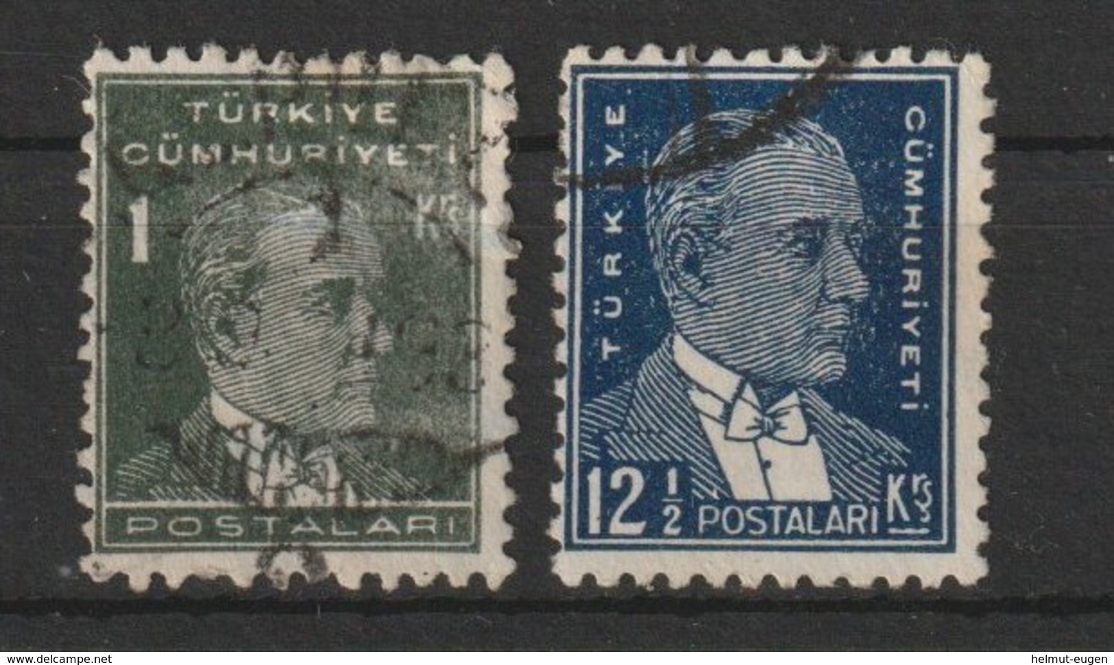 MiNr. 947, 956  Türkei 1931, 1. Okt./1933. Freimarken: Atatürk; Inschrift TÜRKIYE CÜMHURIYETI. - Oblitérés