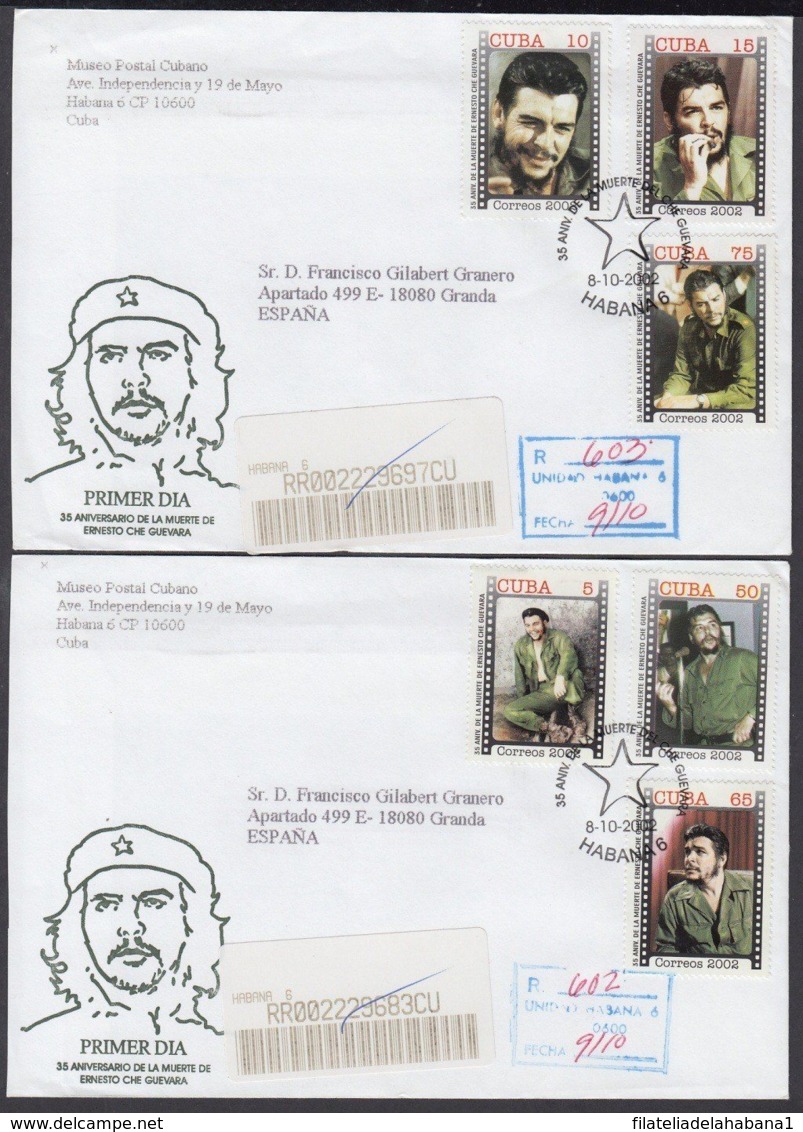 2002-FDC-55 CUBA FDC 2002. REGISTERED COVER TO SPAIN. 35 ANIV MUERTE ERNESTO CHE GUEVARA. - FDC