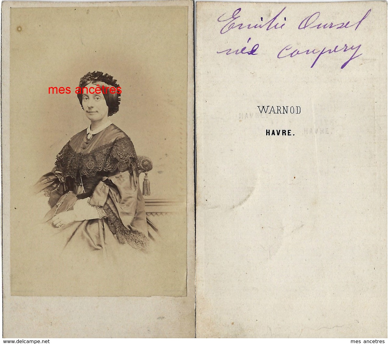 CDV Emilie COUPERY épouse Léonce OURSEL Par Warnod- Havre - Anciennes (Av. 1900)