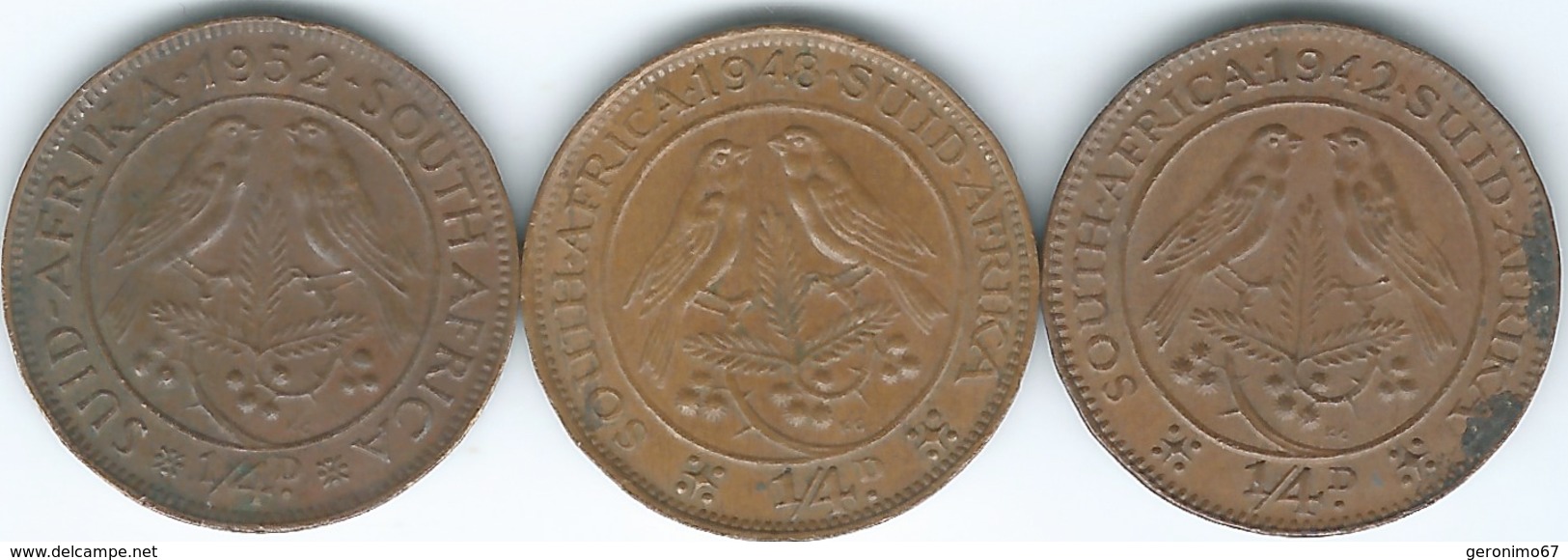 South Africa - George VI - ¼ Penny (Farthing) - 1942 (KM23) 1948 (KM32.1) 1952 (KM32.2) - Afrique Du Sud