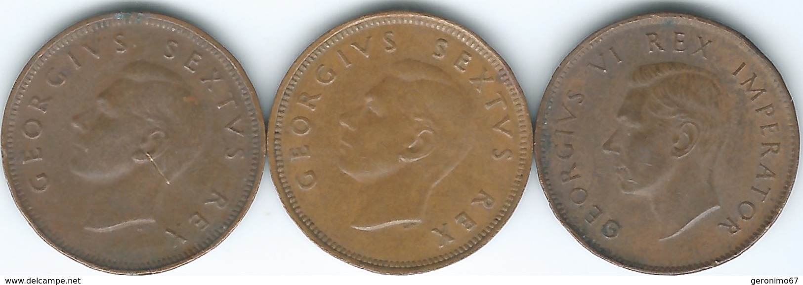 South Africa - George VI - ¼ Penny (Farthing) - 1942 (KM23) 1948 (KM32.1) 1952 (KM32.2) - Afrique Du Sud