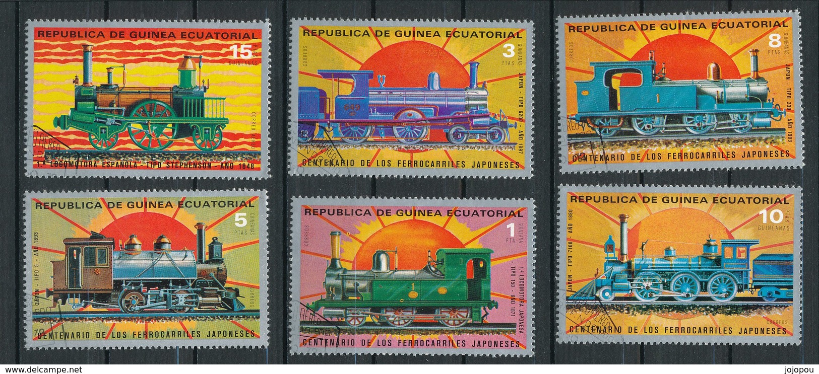 Locomotives - Lot De 6 Timbres - Guinée Equatoriale