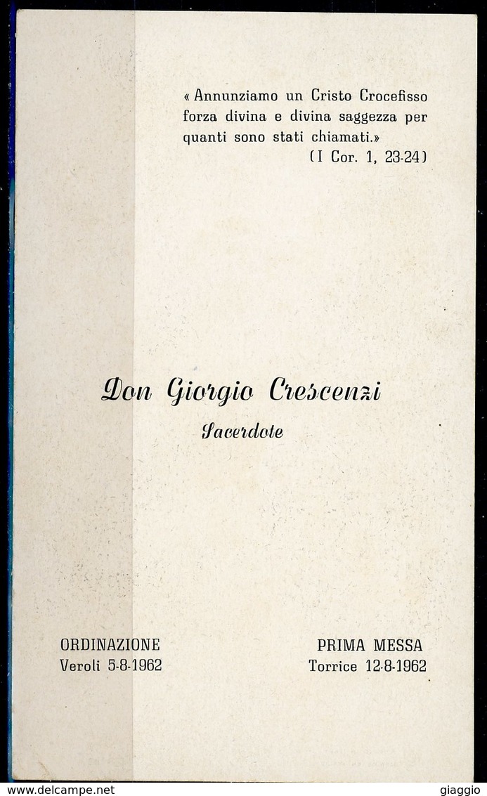 °°° Santino - N. 335 Don Giorgio Crescenzi Ordinazione (veroli) 5-8-1962 Prima Messa 12-8 1962°°° - Frosinone