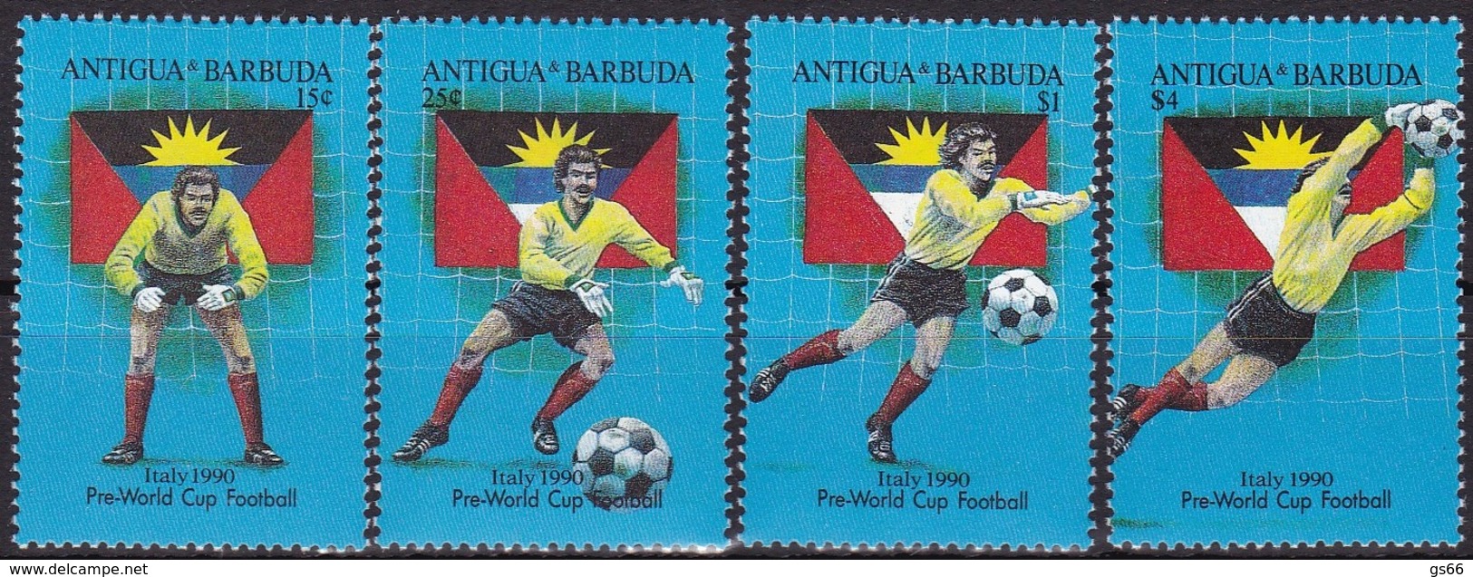 Antigua Und Barbuda, 1989, 1252/55, Fußball-Weltmeisterschaft 1990, Italien. MNH ** - Antigua Und Barbuda (1981-...)