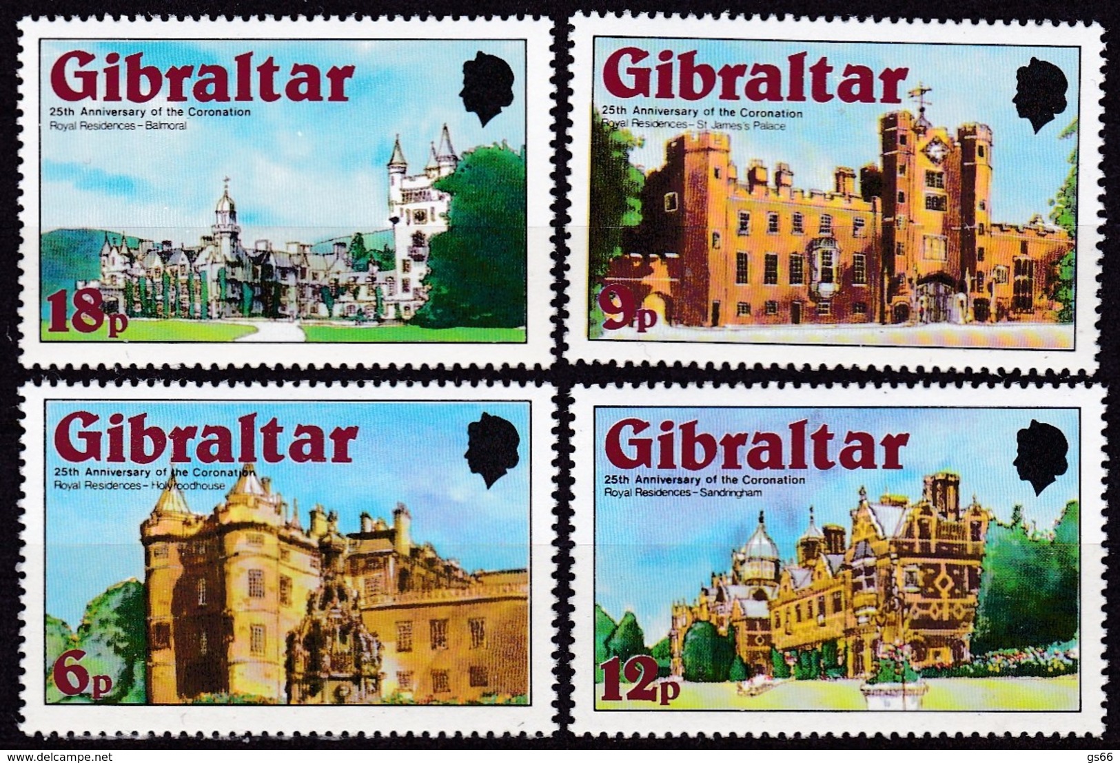 Gibraltar, 1978, 373/77, 25. Jahrestag Der Krönung Von Königin Elisabeth II.: Königsschlösser. MNH ** - Gibraltar