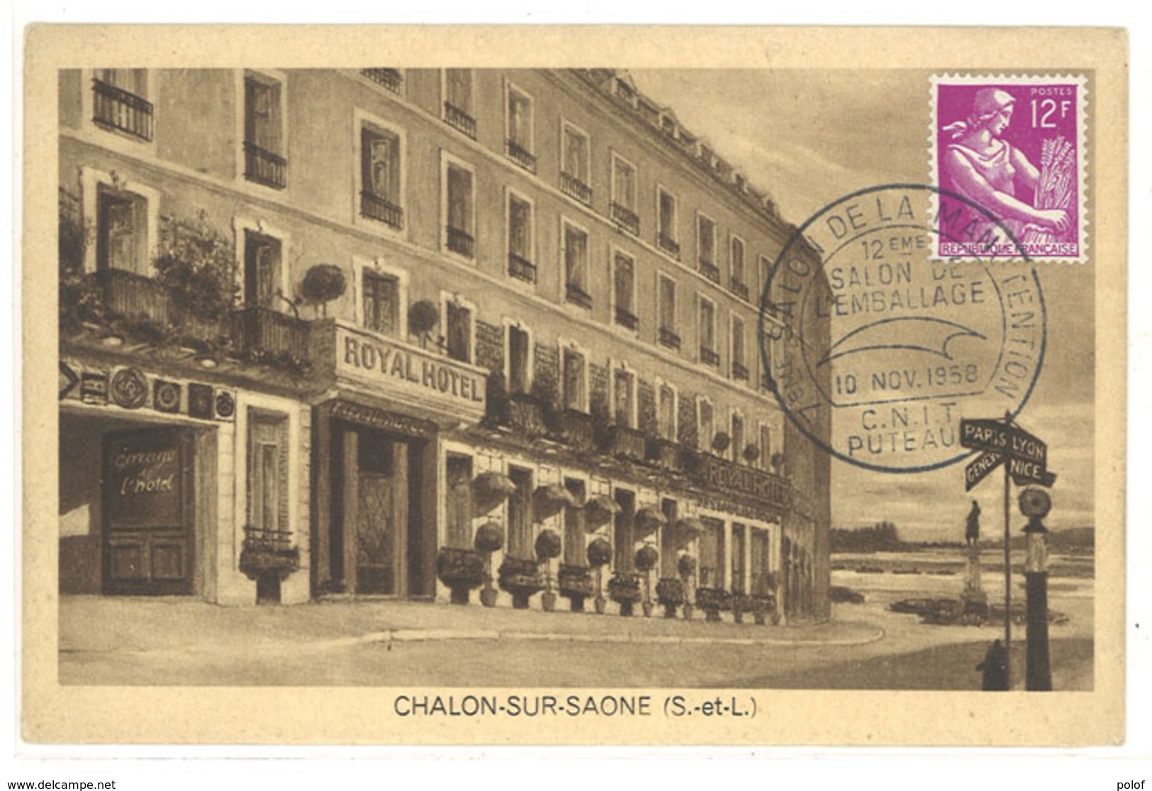 CHALON SUR SAONE - Royal Hotel - Cachet Postal Du Salon De La Manutention - PUTEAUX   (111674) - Chalon Sur Saone