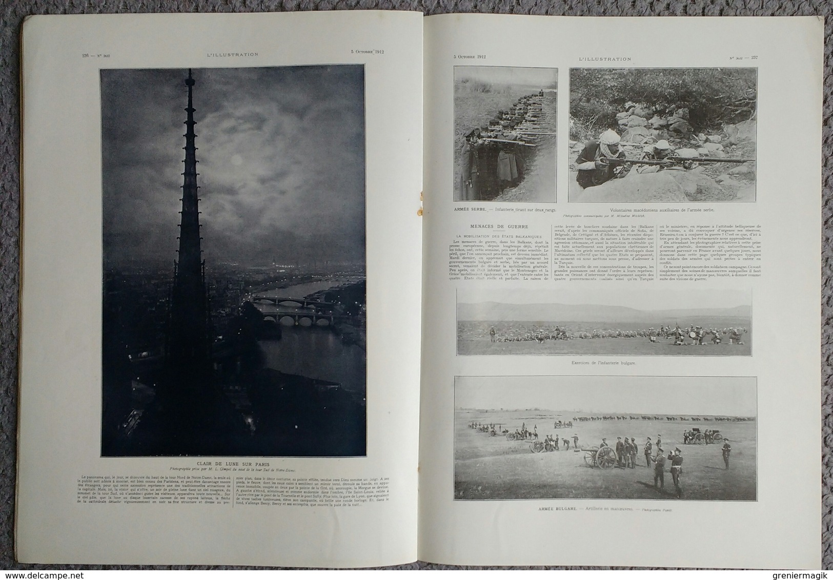 L'Illustration 3632 5 octobre 1912 Lucien Guitry/Maroc Marakech/Japon Mikado/Cuirassé "Paris"/Concarneau/Fabiano