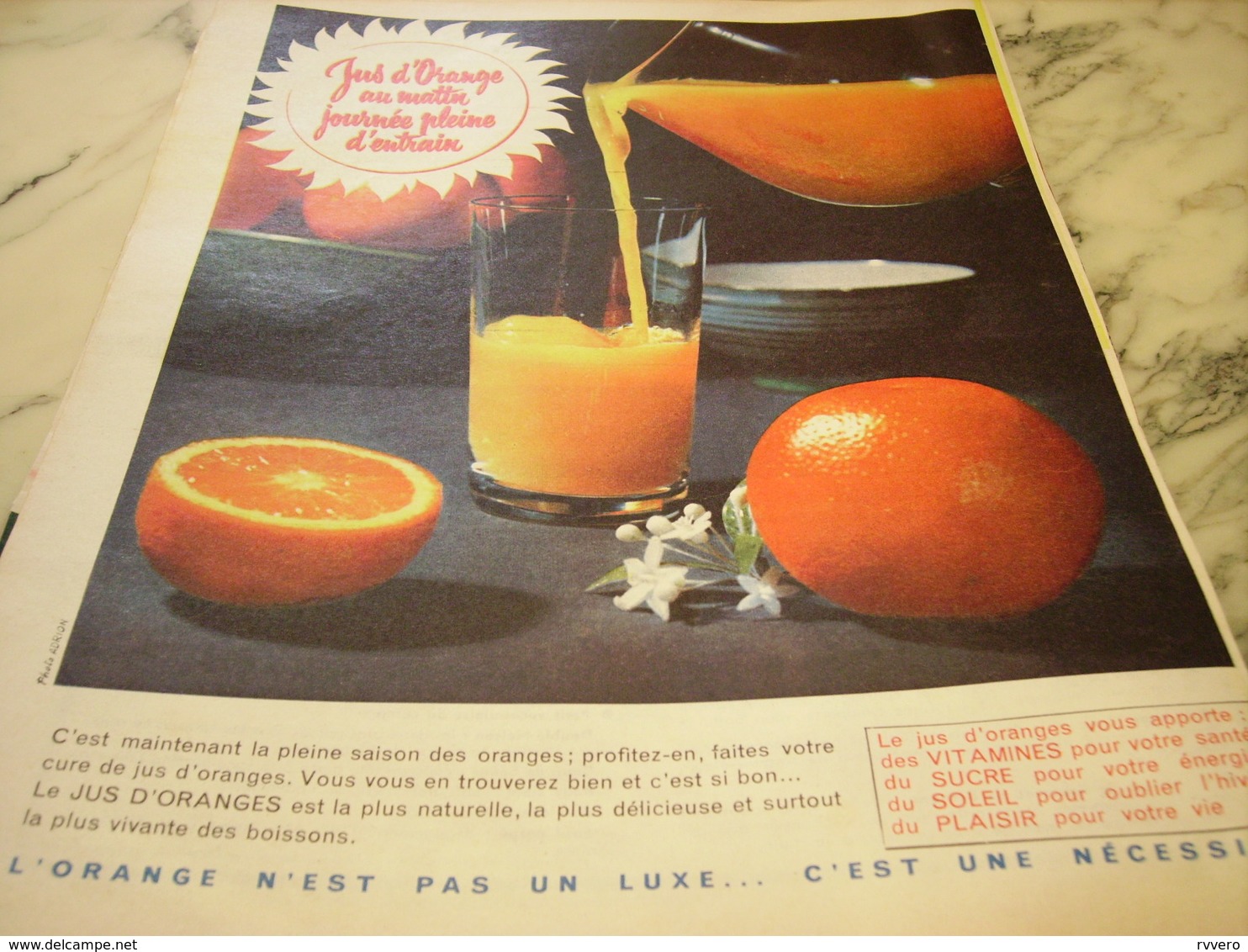 ANCIENNE PUBLICITE JUS D ORANGE DU MATIN 1960 - Publicités