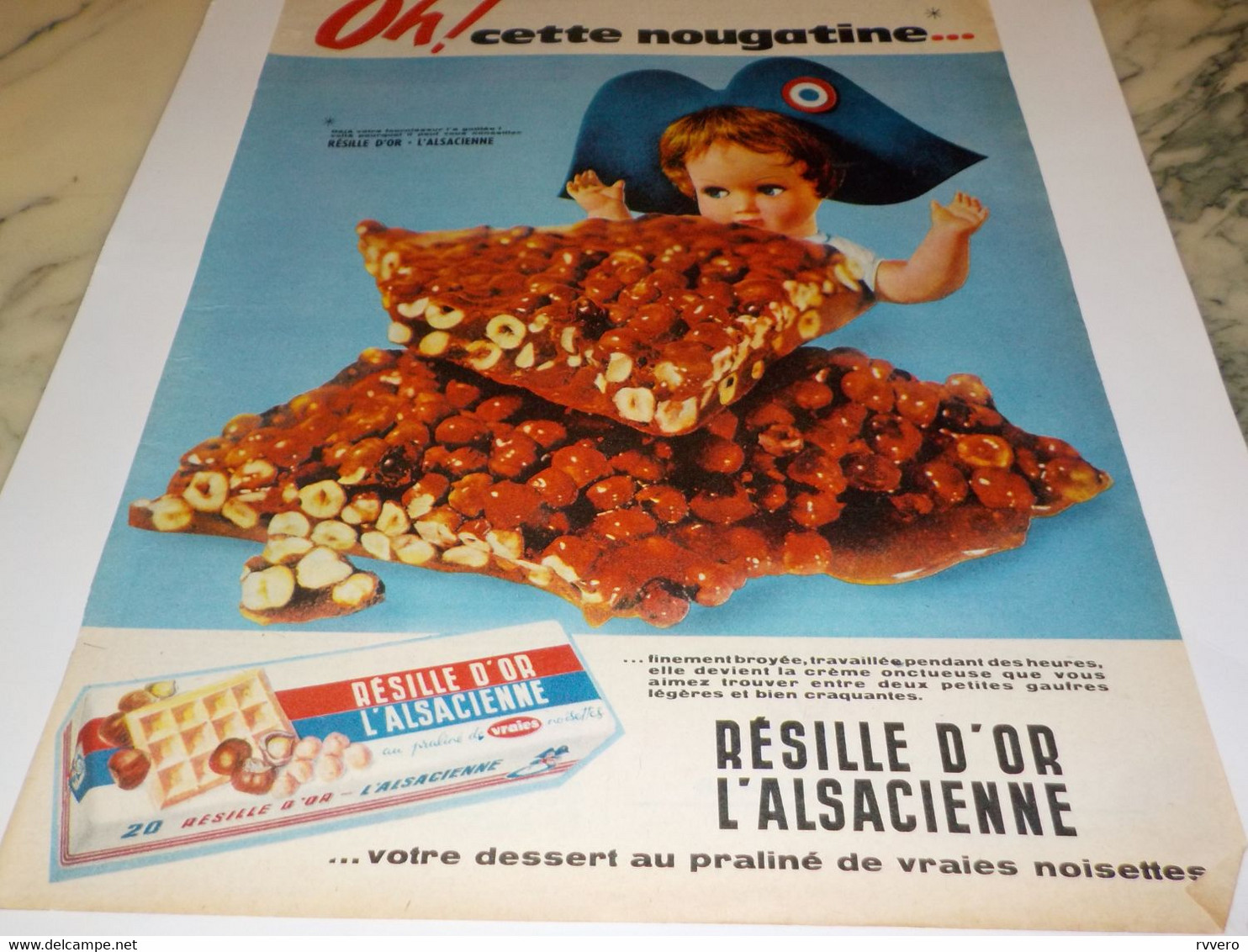 ANCIENNE PUBLICITE OH CETTE NOUGATINE RESILLE D OR DE L ALSACIENNE 1960 - Advertising