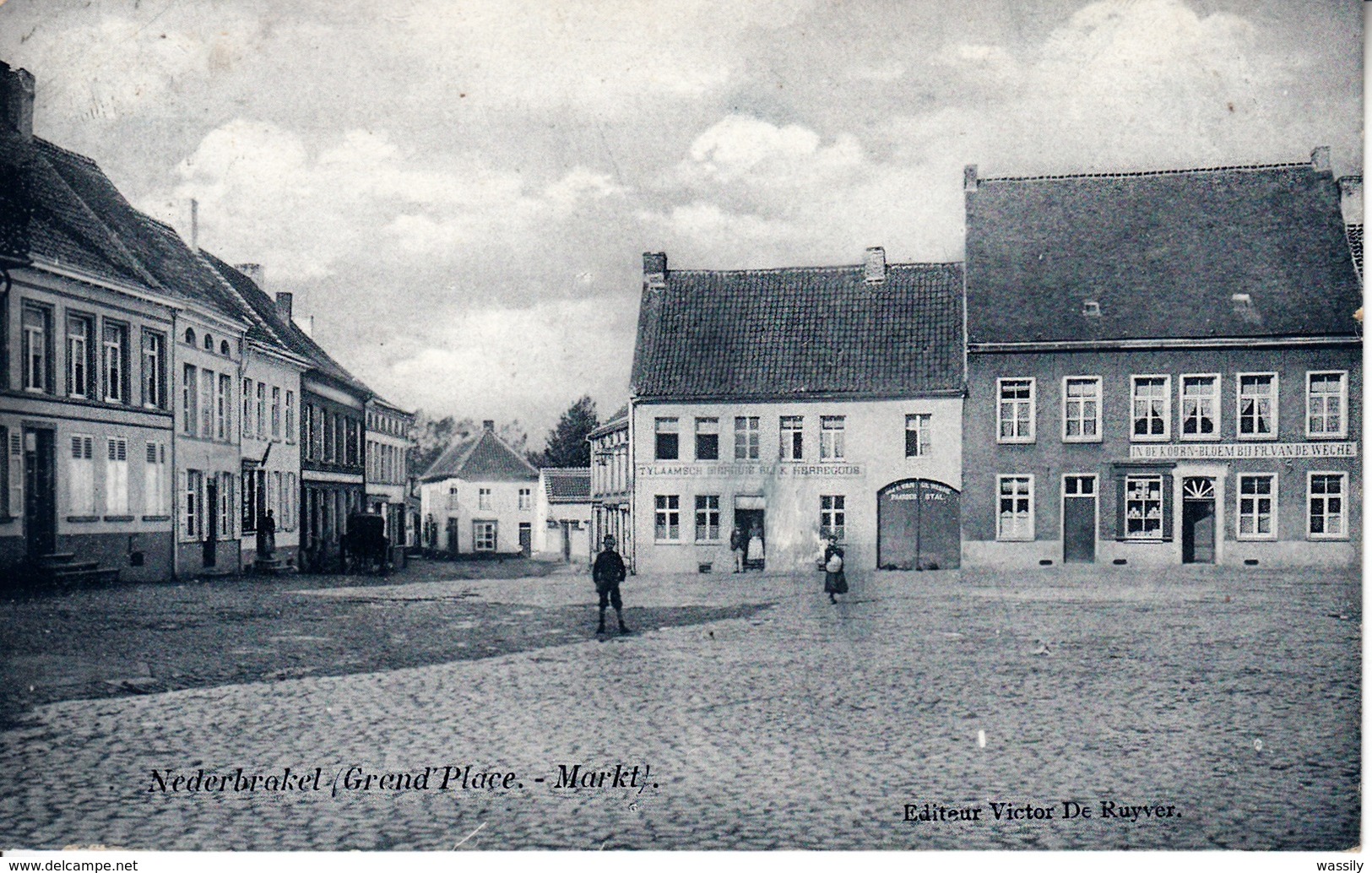 Nederbrakel - Grand'Place - Markt - 't Vlaamsch Bierhuis - Paardenstal - 1907 - Brakel