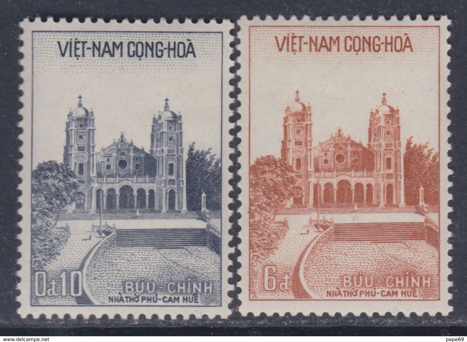 Vietnam Du Sud N° 102 / 03 XX. Athédrale De Phu-Cam.  Les 2 Valeurs Sans Charnière TB - Viêt-Nam