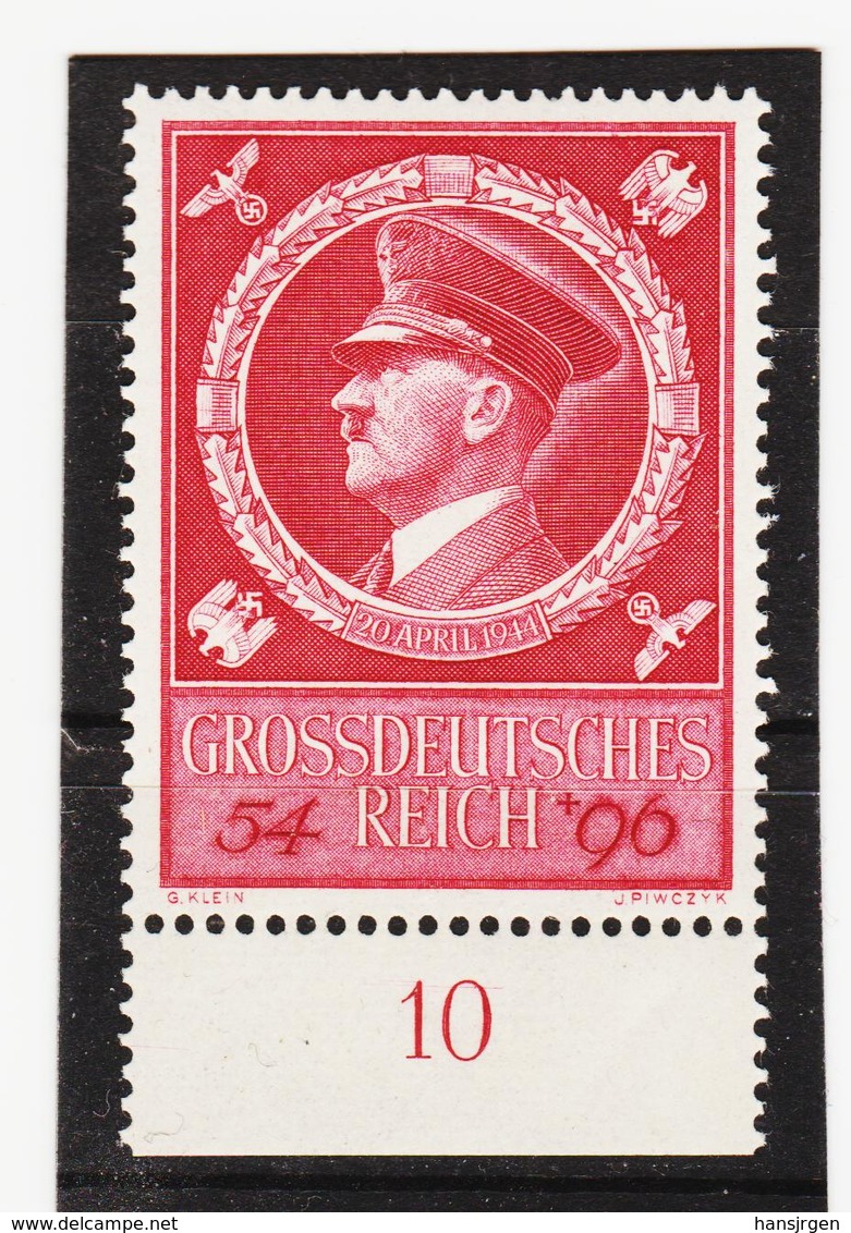 AUA1351 DEUTSCHES REICH 1941 MICHL 887 Mit UNTERRANDZAHL "10" ** Postfrisch - Ungebraucht