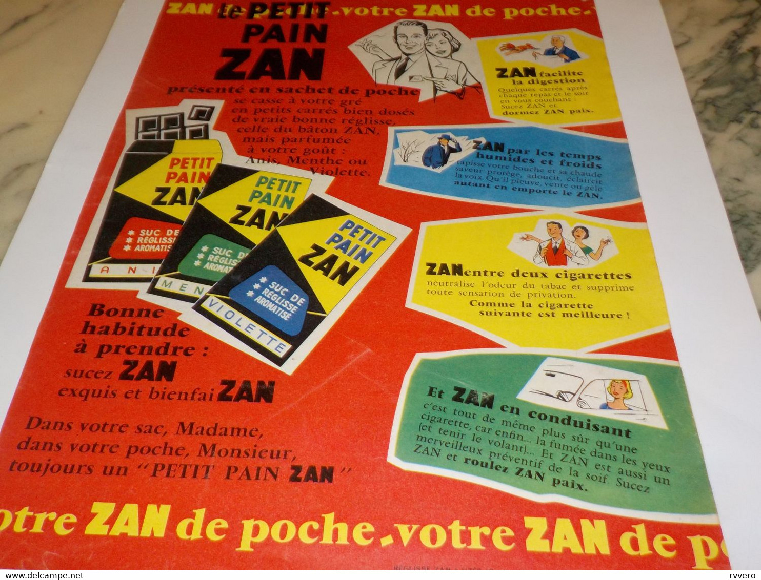 ANCIENNE PUBLICITE PETIT PAIN ZAN 1960 - Publicités