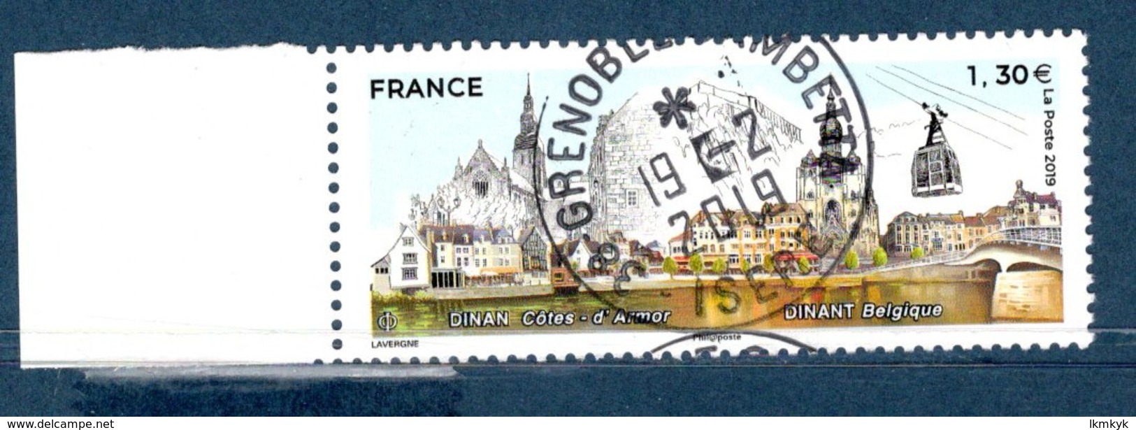 France 2019.Dinan France Et Dinant Belgique.Cachet Rond Gomme D'Origine. - Used Stamps