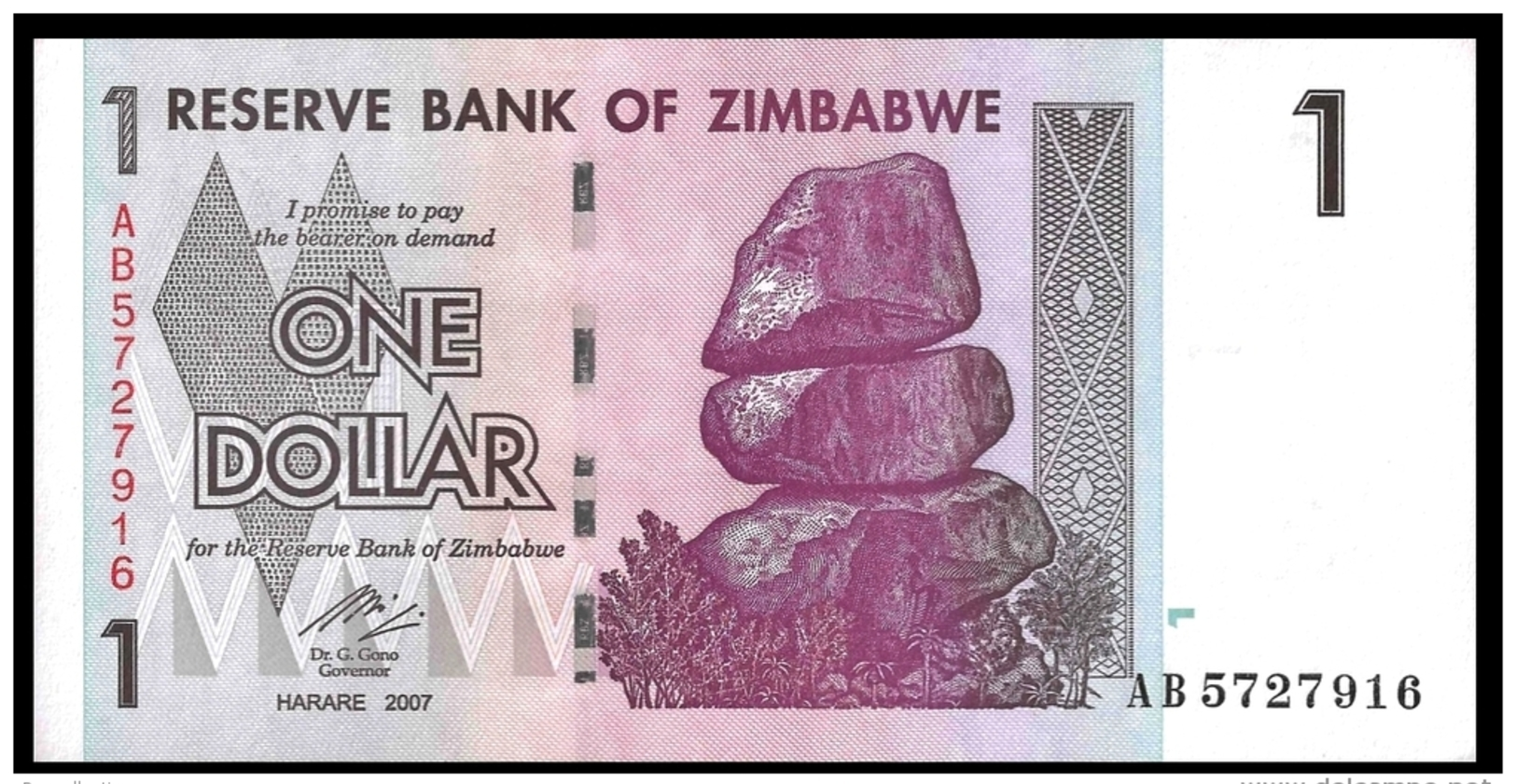 Zimbabwe 1 DOLLAR 2007 P 65 UNC ( Zimbabue  ) - Zimbabwe