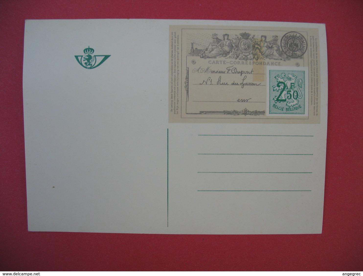 Entier Postal  Belgique  2.50 F - Postcards 1951-..