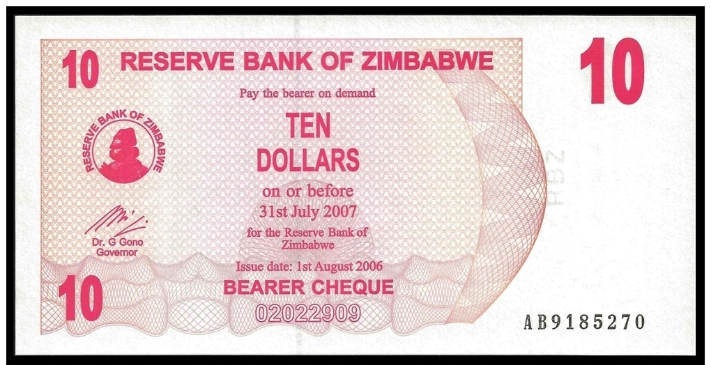 Zimbabwe 10 Dollars 2006 P 39 UNC  ( Zimbabue  ) - Zimbabwe
