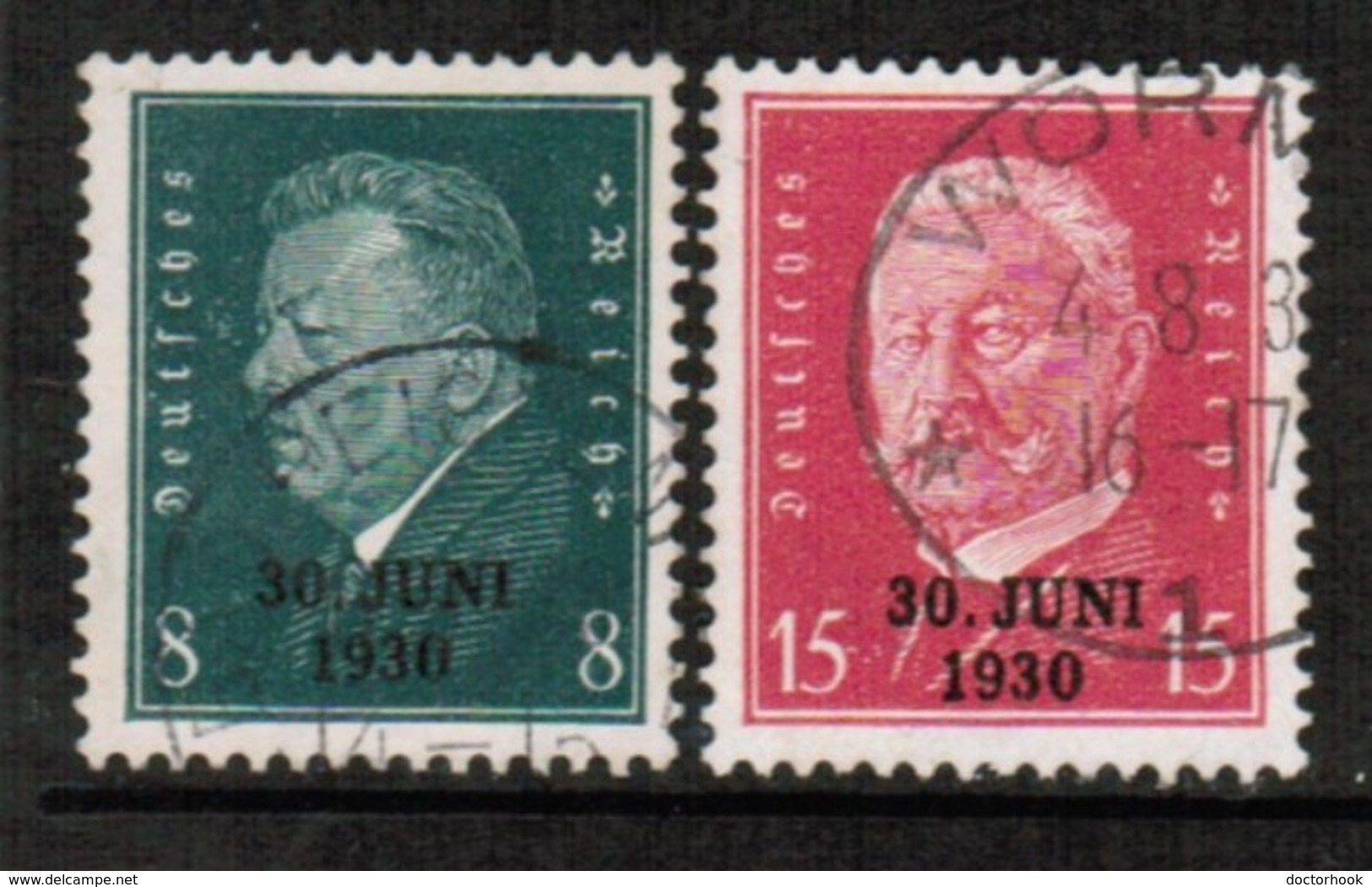 GERMANY  Scott # 385-6 VF USED (Stamp Scan # 454) - Gebruikt