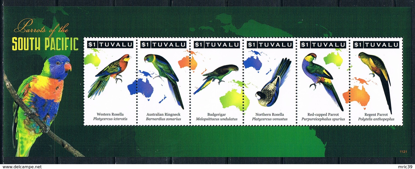 Bloc Sheet Oiseaux Perroquets Birds Parrots Macaws Neuf  MNH **  Tuvalu 2011 - Perroquets & Tropicaux