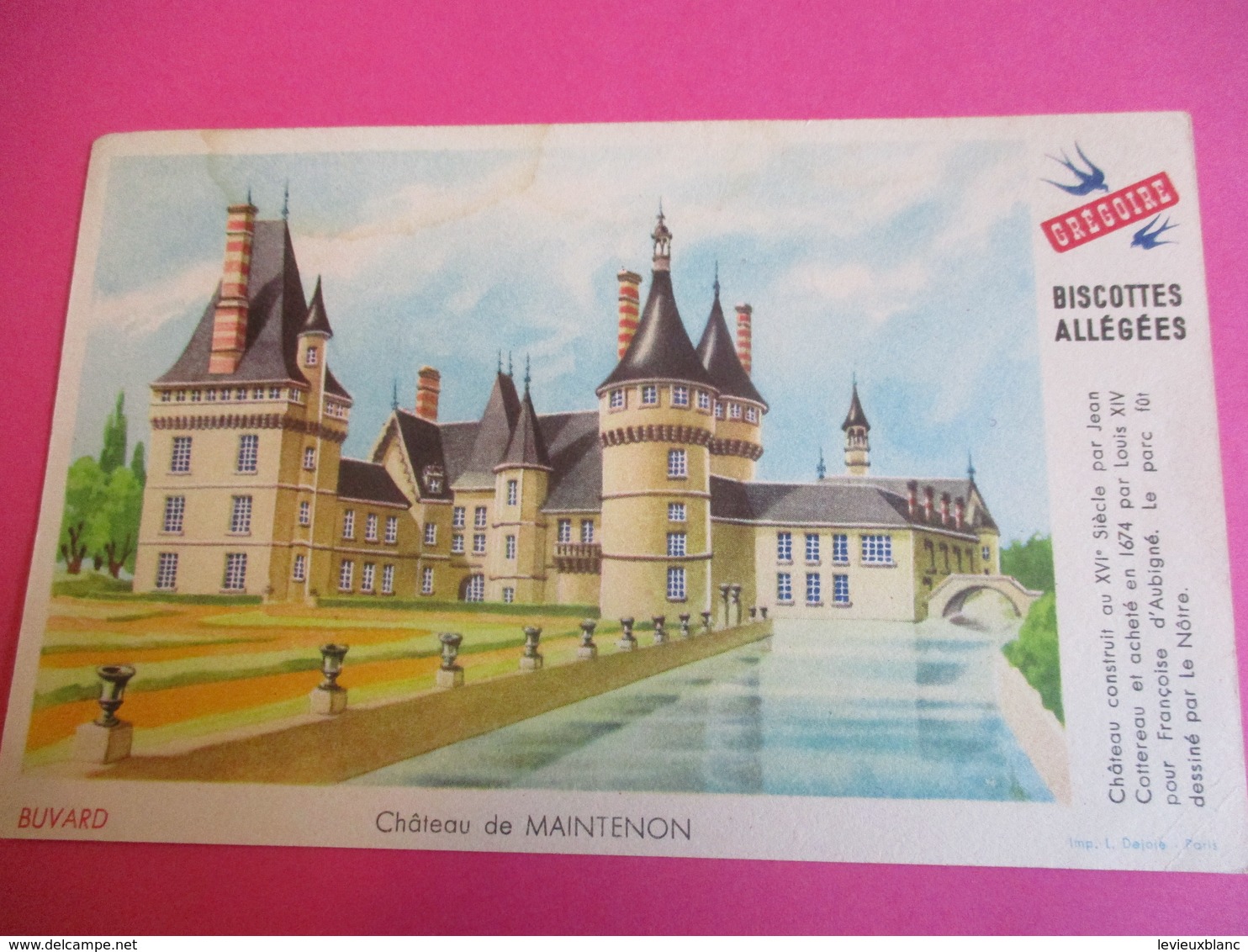 5 Buvards/Biscottes/GRÉGOIRE/Châteaux/ Roi-René-Maintenon-Rambouillet-St Germain-Saumur/ Vers 1945-1960  BUV369 - Biscottes