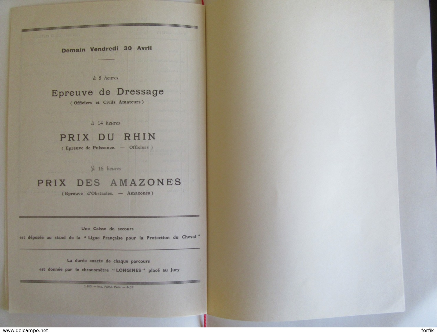 Programme du concours hippique de Paris 1937 - Dessins de L. Rousselot - Excellent état