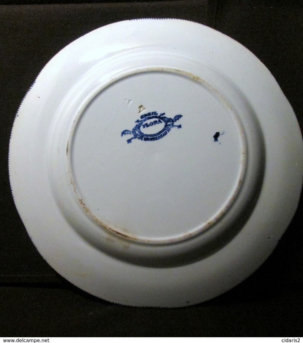 ASSIETTE Service "Flora" Fleur Liseron Bleu CREIL & MONTEREAU Céramique Faience Earthenware Art Deco XIXème S. ! - Creil Montereau (FRA)