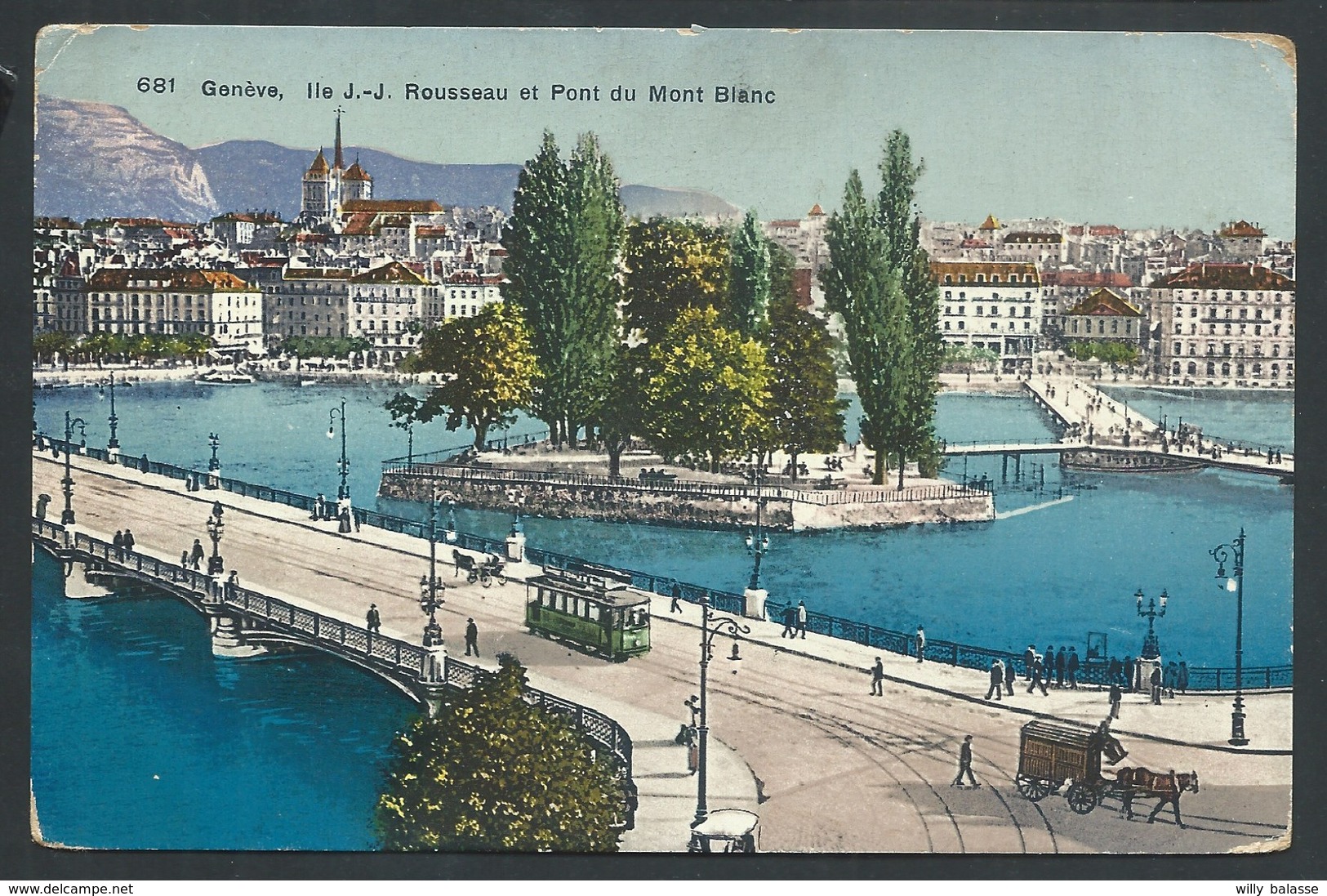 +++ CPA - Suisse - Schweiz - GENEVE - Ile J.J. Rousseau Et Pont Du Mont Blanc   // - Genève