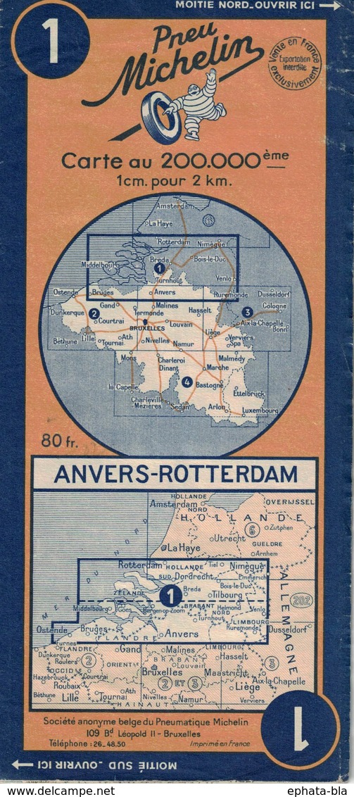 Anvers-Rotterdam. Cartes Michelin. 1950 - Strassenkarten