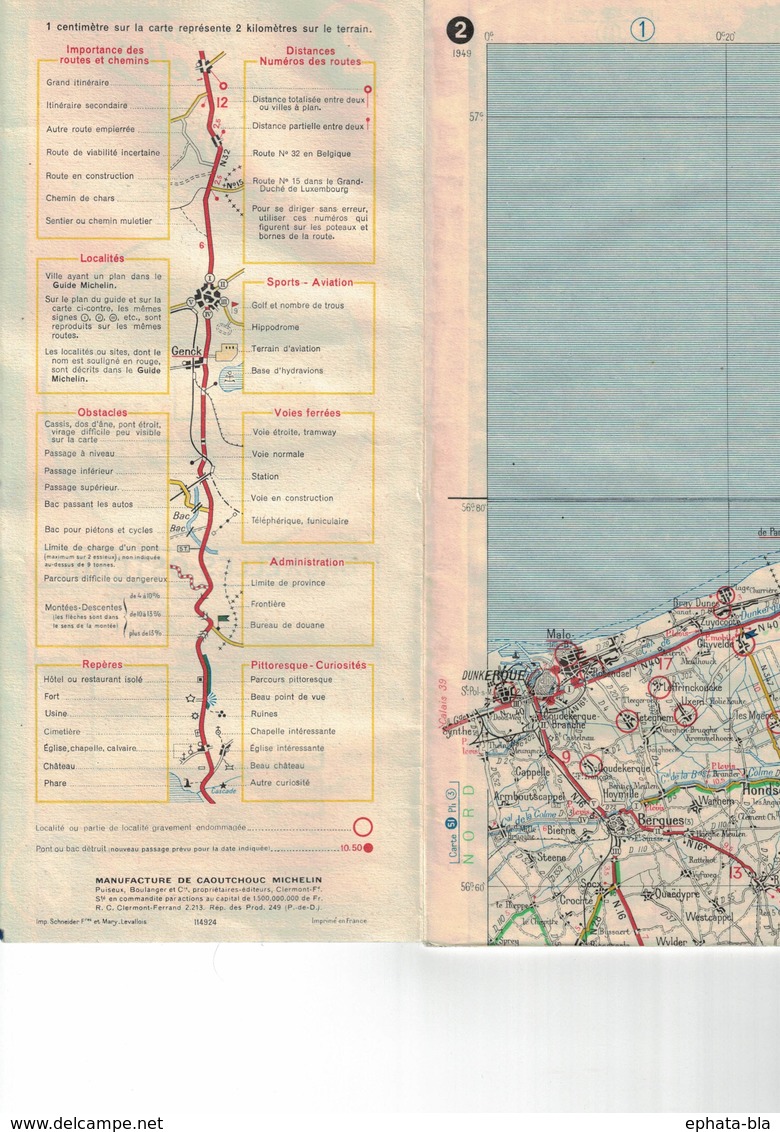 Bruxelles-Ostende. Cartes Michelin. 1949 - Cartes Routières