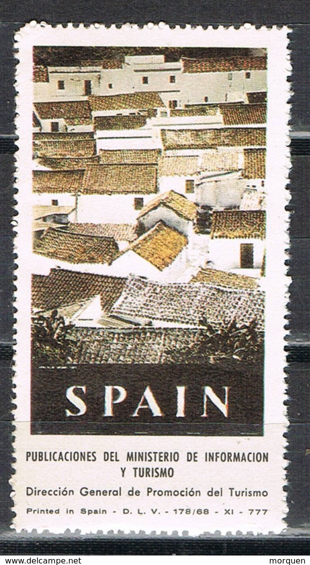 Sello Viñeta Ministerio Informacion Y Turismo España, Poster Label Pueblo Blanco ** - Variedades & Curiosidades