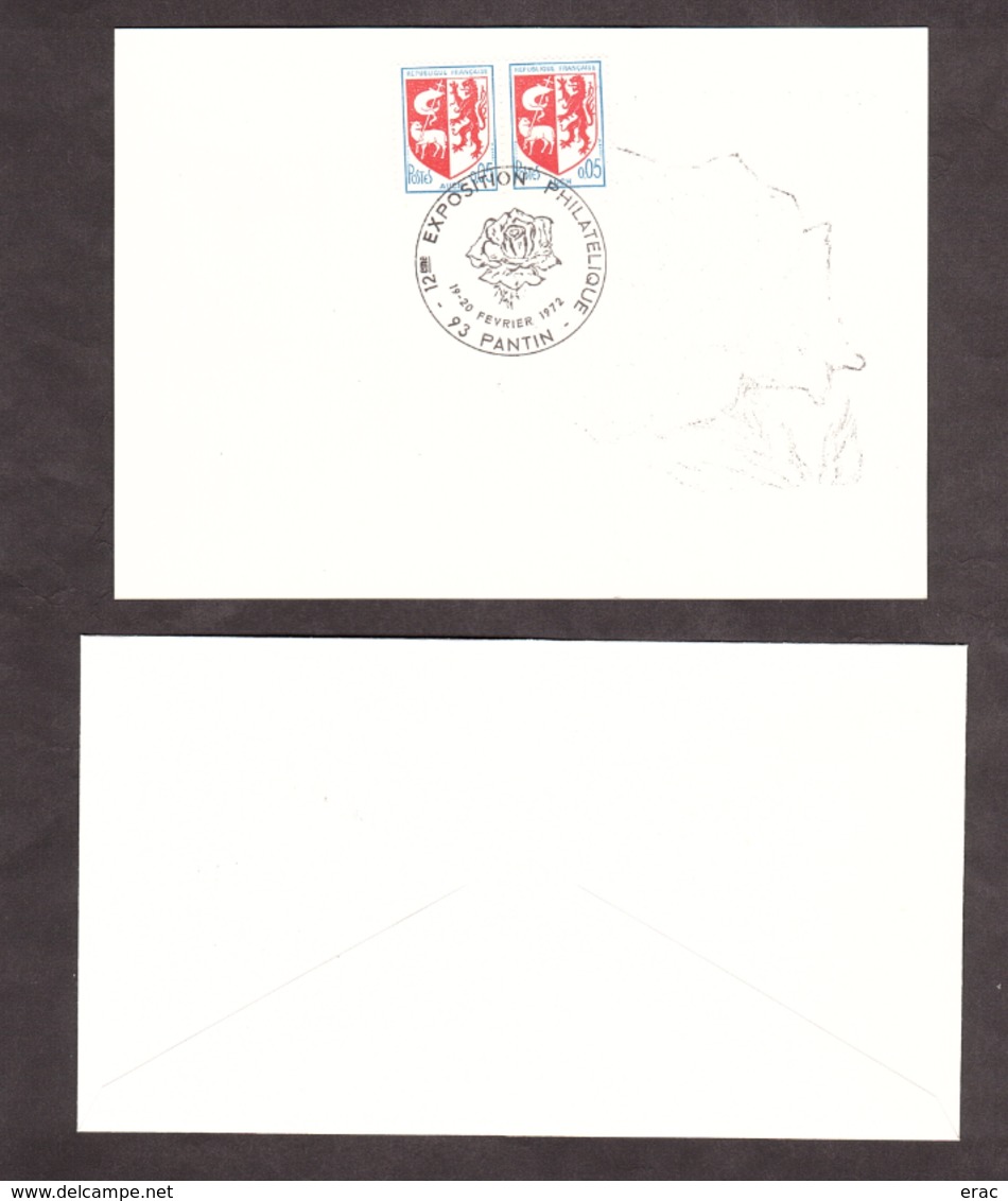 Carte + Enveloppe 1972 - Roses - Exposition à Pantin - Signatures Gandon - 1970-1979