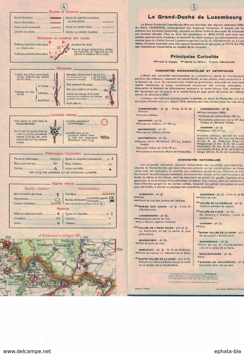 Grand-Duché De Luxembourg. Cartes Michelin. 1948. - Cartes Routières