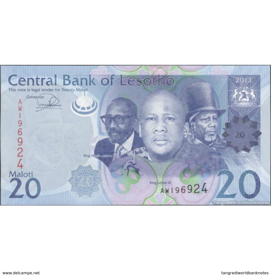 TWN - LESOTHO 22b - 20 Maloti 2013 Prefix AW UNC - Lesoto