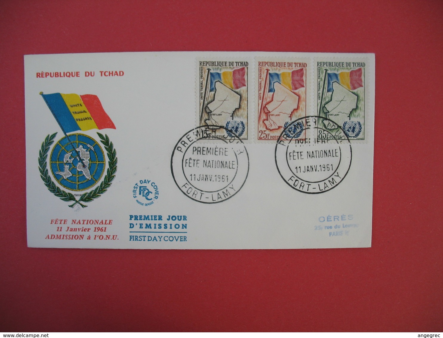 FDC 1961 République Du Tchad - Première Fête Nationale 11 Janvier 1961 Admission à L'O.N.U.   - Fort-Lamy - Chad (1960-...)