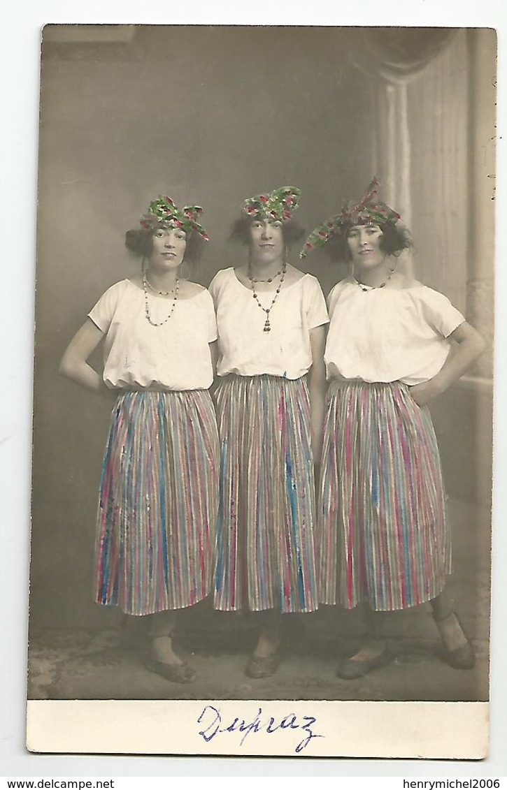 Carte Photo  3 Femmes Soeurs Jumelles Dupraz - A Identifier