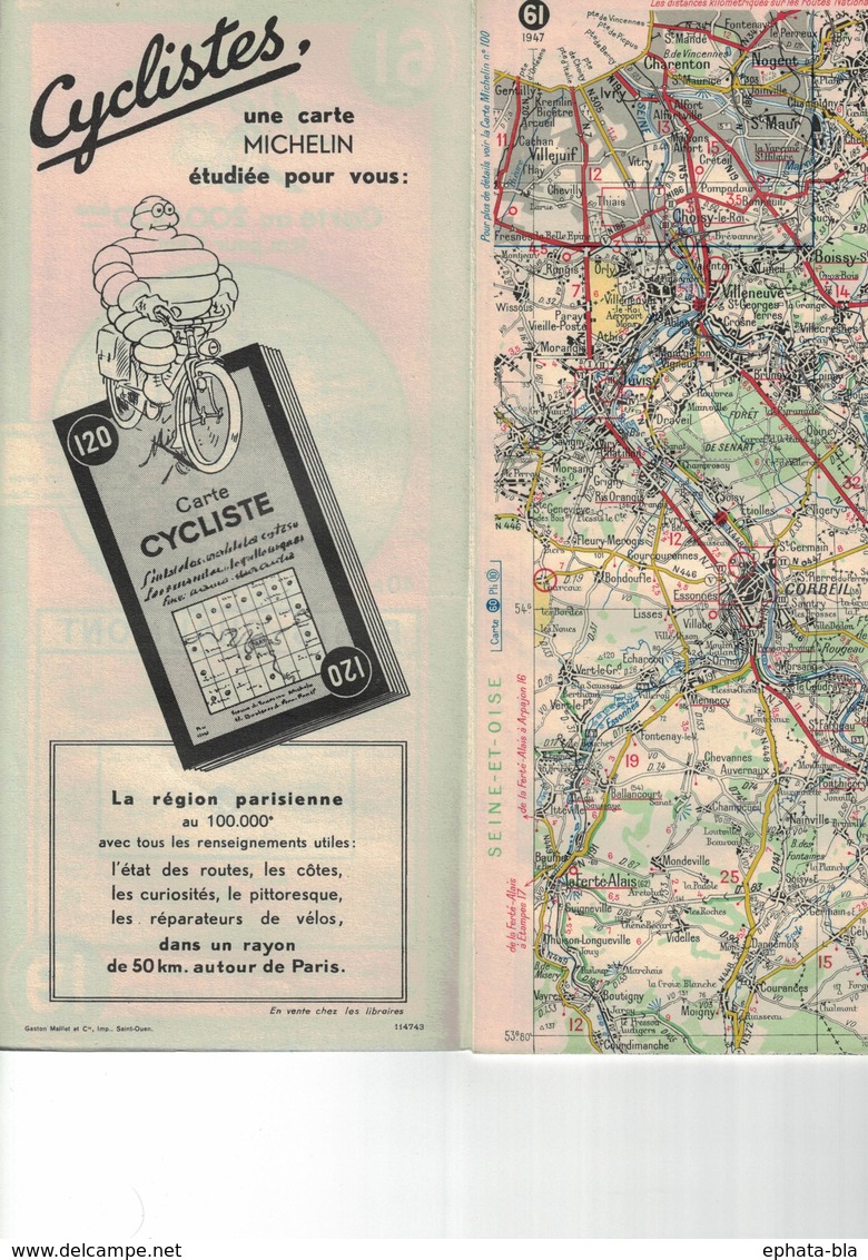 Paris-Chaumont. Cartes Michelin. 1947. - Cartes Routières