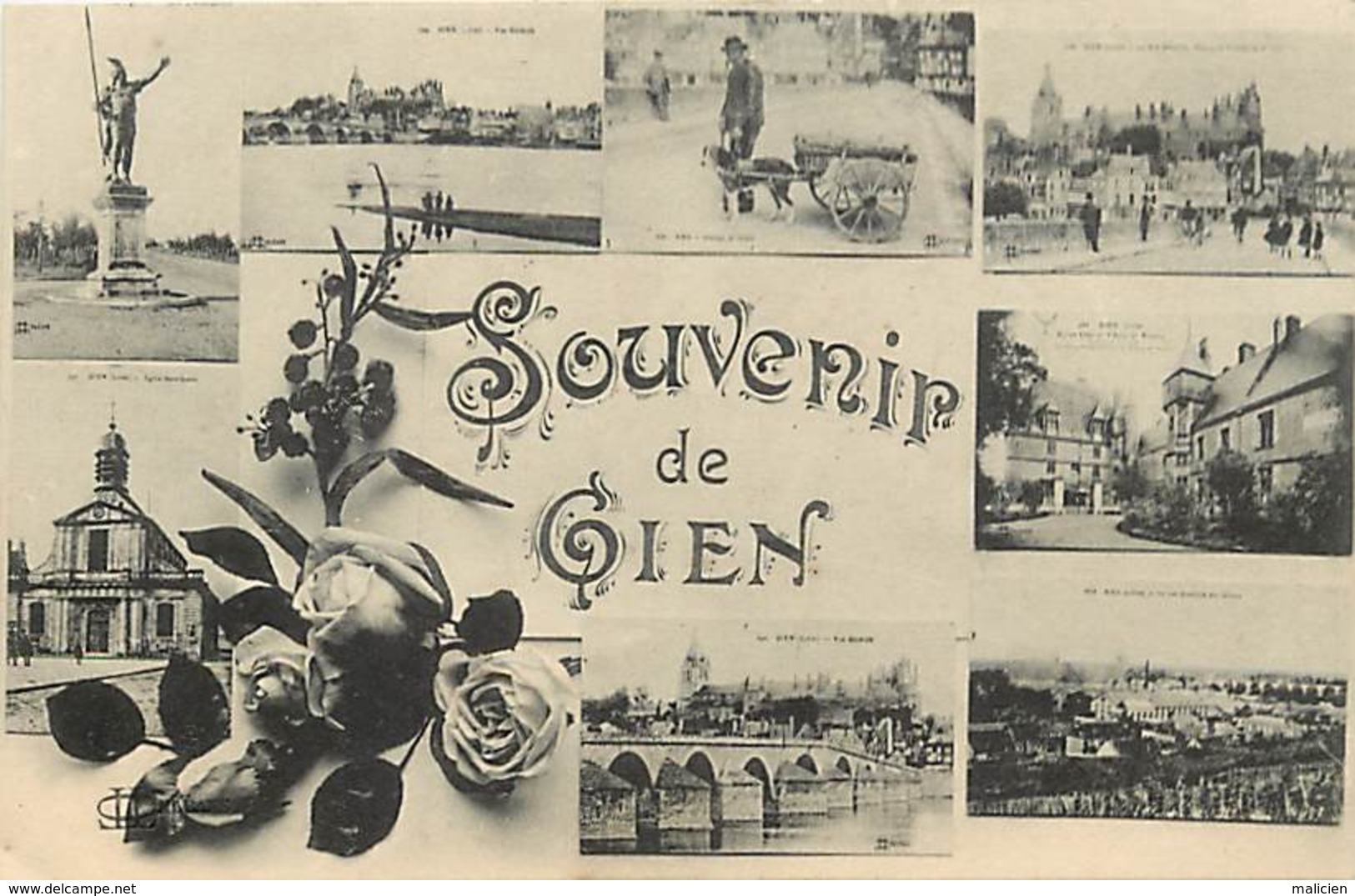 Dpts Div.-ref-AG24- Loiret - Gien - Souvenir De .. Multi Vues Dont Voiture à Chien - Carte Bon Etat - - Gien